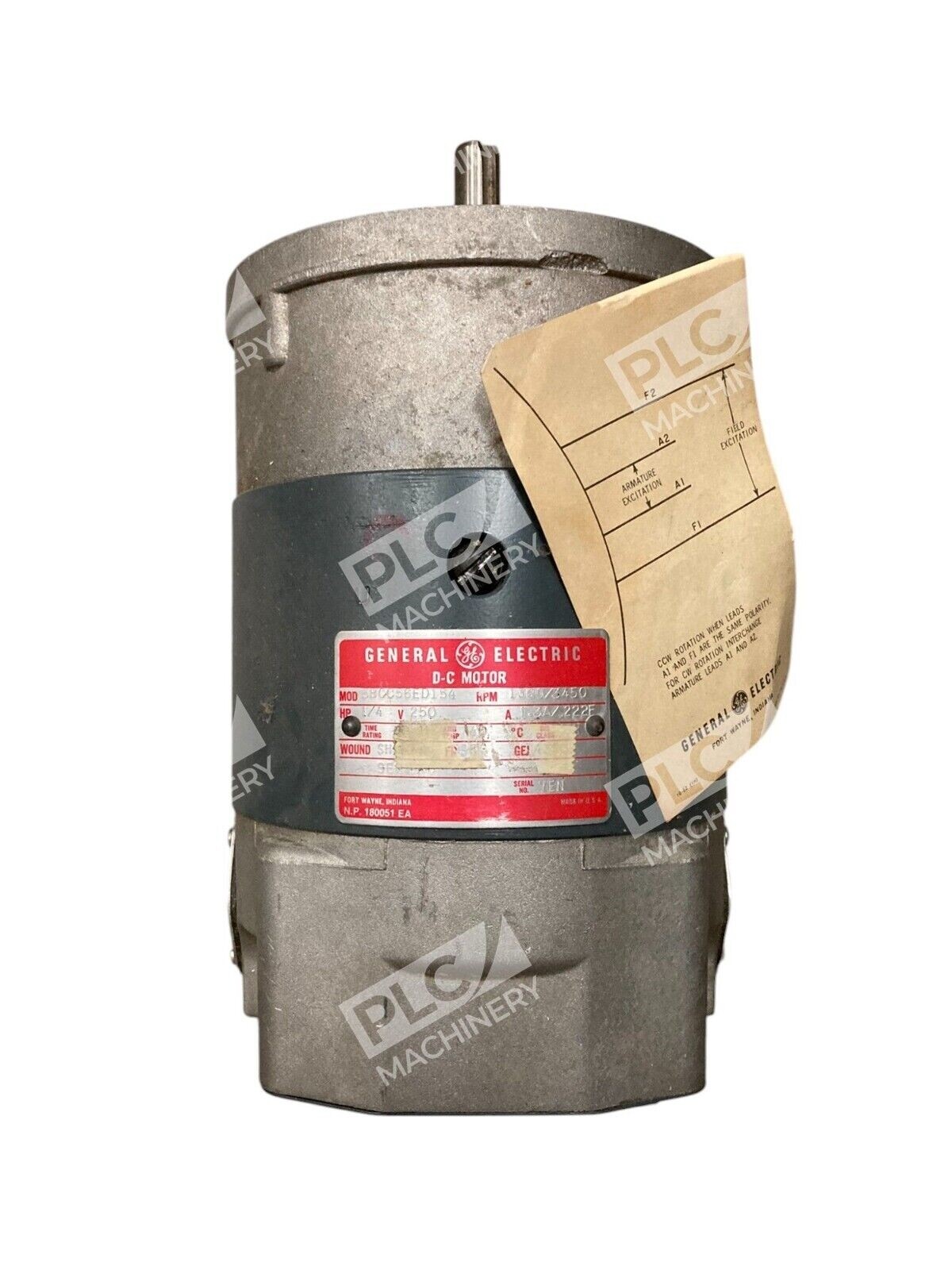 General Electric 5BCC56ED154 - General Electric GE 1/4HP 250V 1.3A/.222F DC Motor 5BCC56ED1