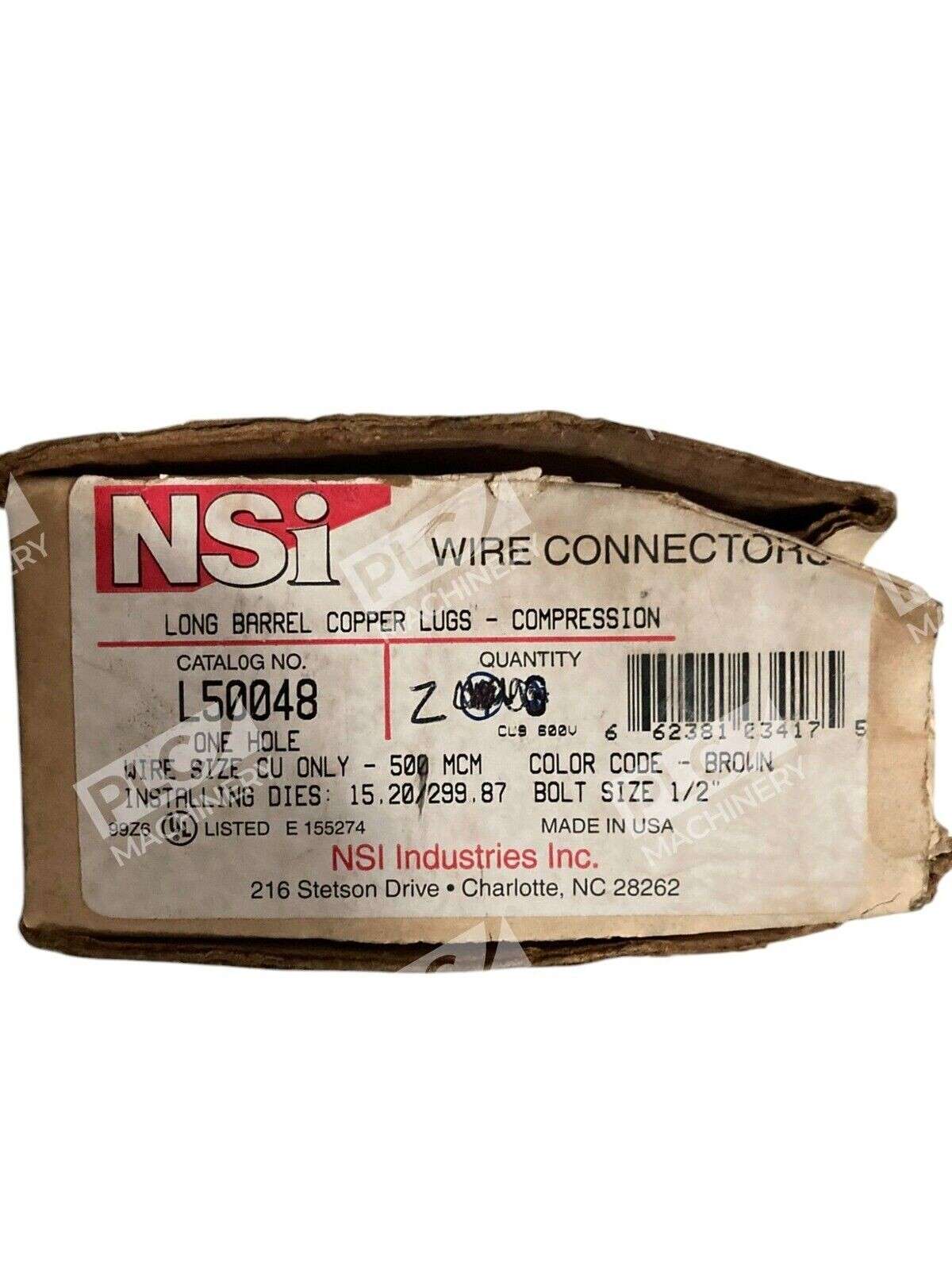 NSI Industries 1/2" Long Barrel Copper Lugs Wire Connector L50048 (Box of 2) - Image 2