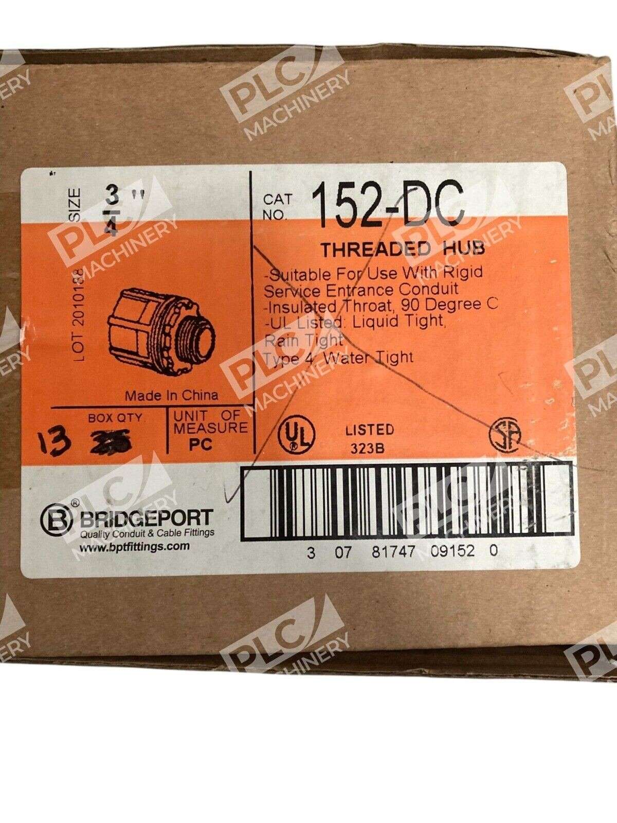 Bridgeport 152-DC - Bridgeport 3/4" Threaded Hub 152-DC (Box of 13)