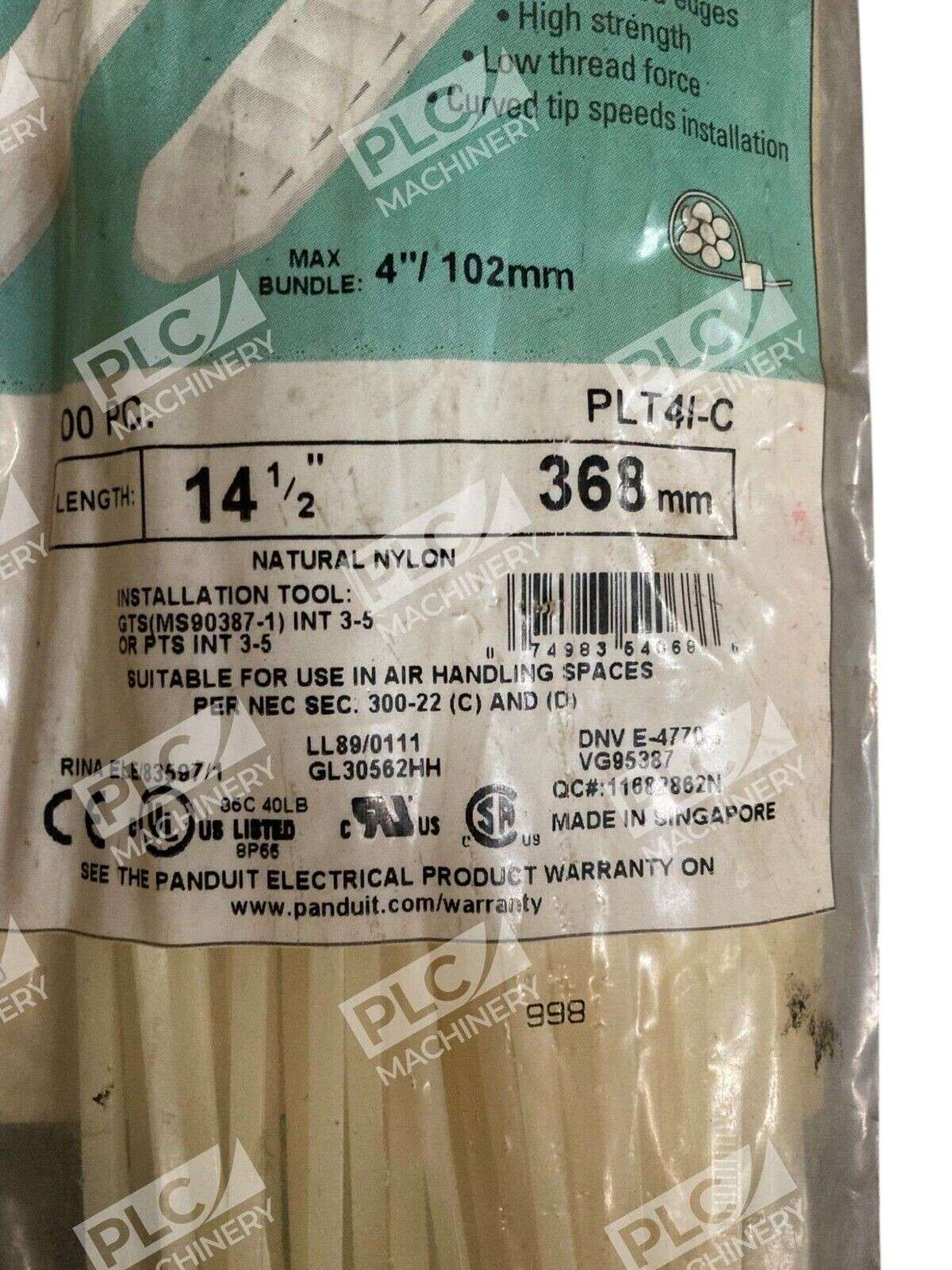 Panduit Pan-Ty 368mm 14-1/2" Cable Ties PLT4I-C (Bag of 100) - Image 3