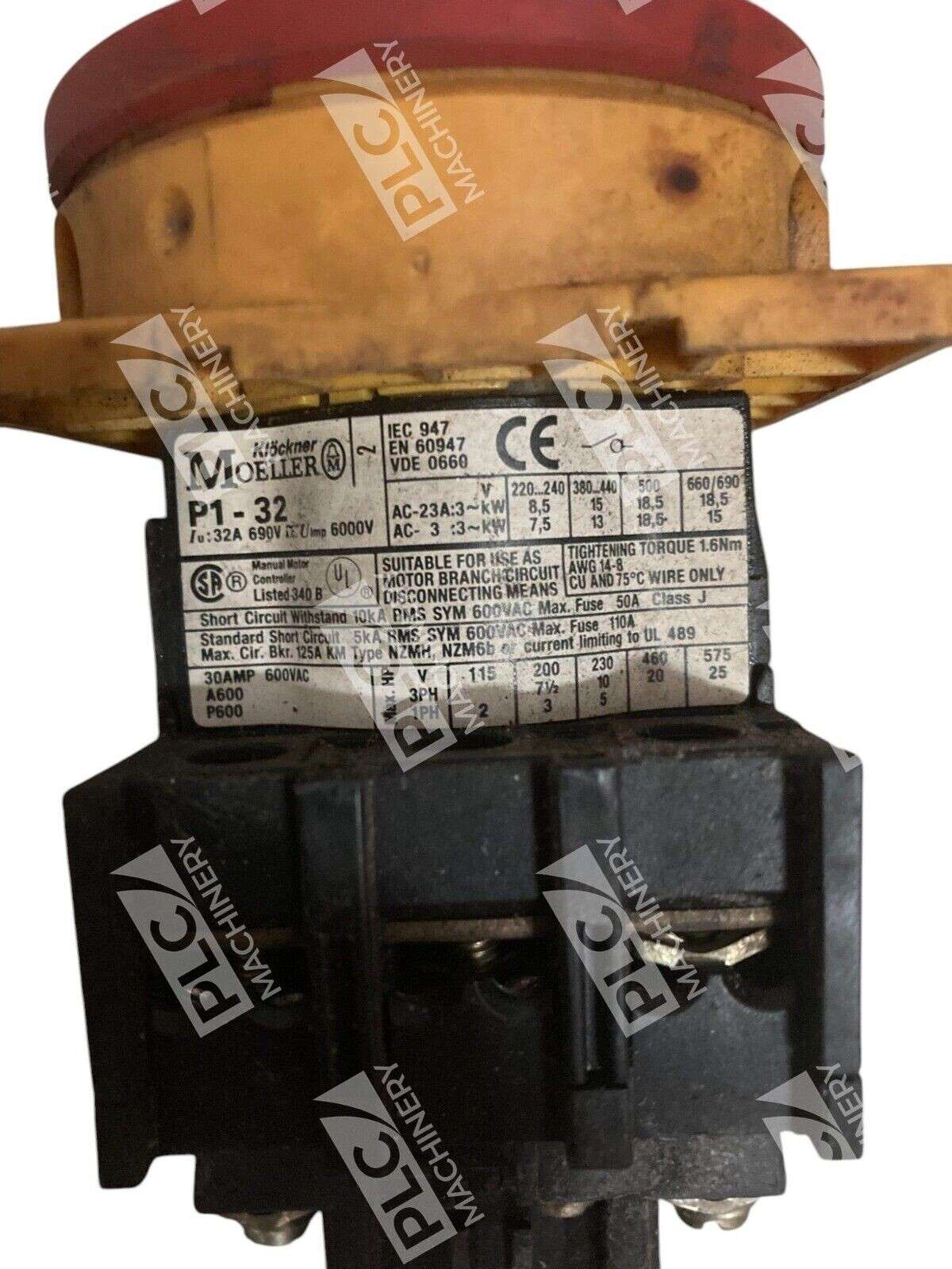 Klockner Moeller 32A 690V 6000V 3 Pole Switch With Handle P1-32 - Image 4