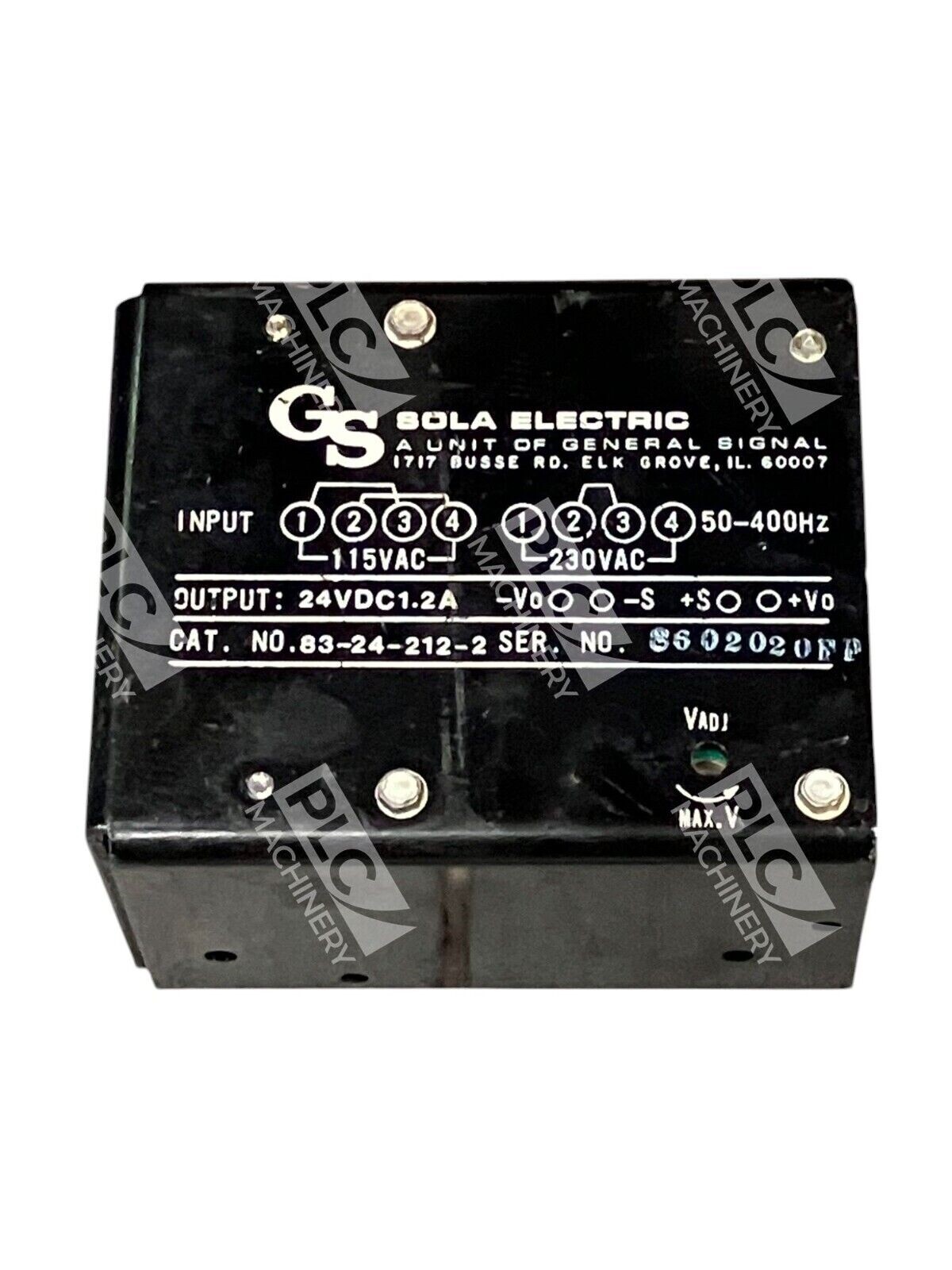 GS Sola Electric 83-24-212-2 - GS Sola Electric 24VDC 1.2A Power Supply 83-24-212-2
