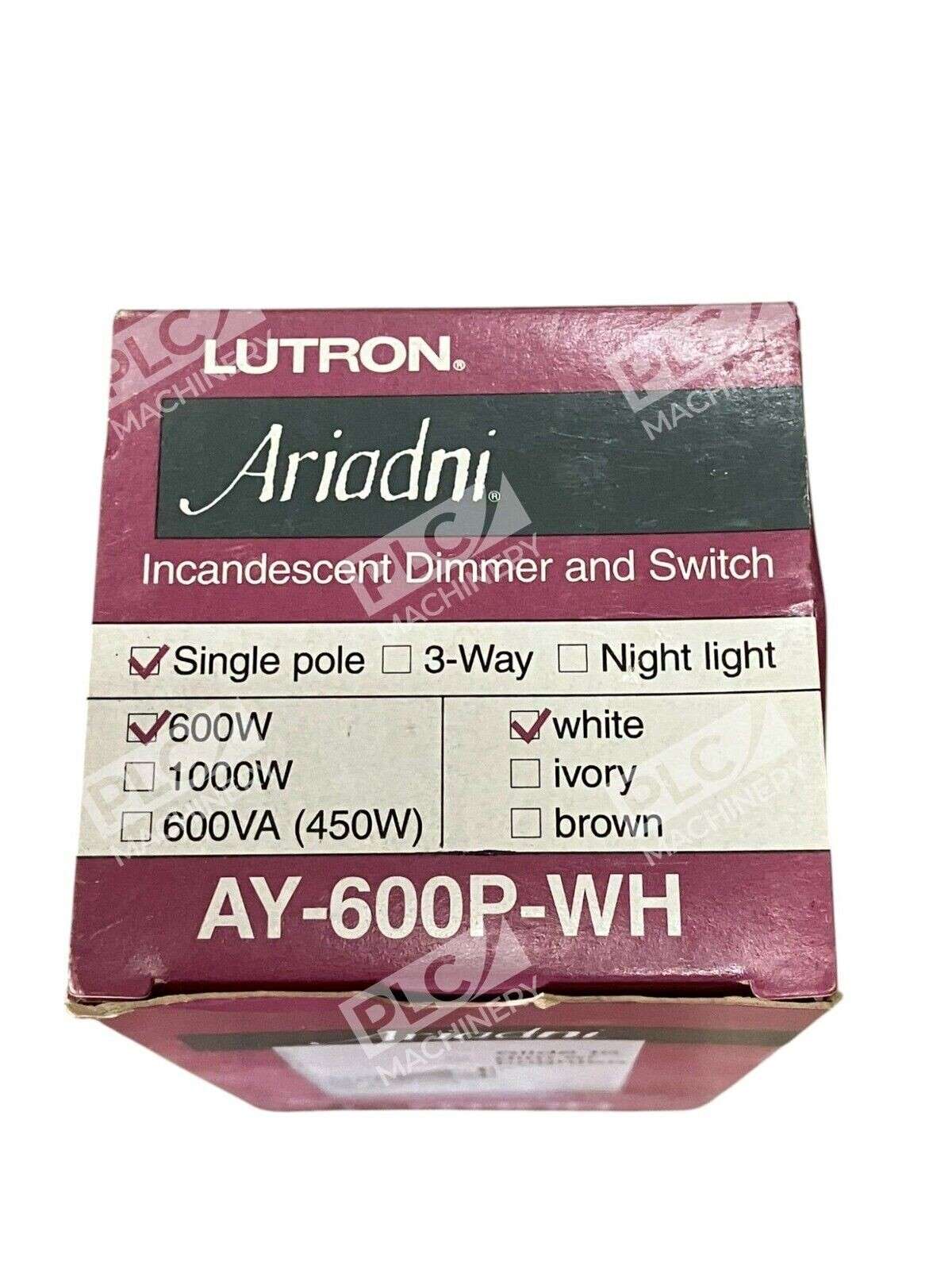 Lutron AY-600P-WH - Lutron Ariadni 600W Single Pole White Incandescent Dimmer An