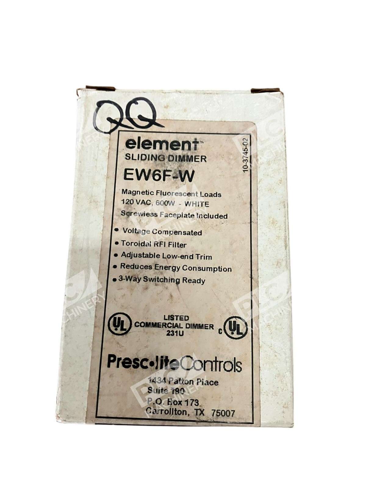 Prescolite Controls 120VAC 600W White Element Sliding Dimmer EW6F-W - Image 2