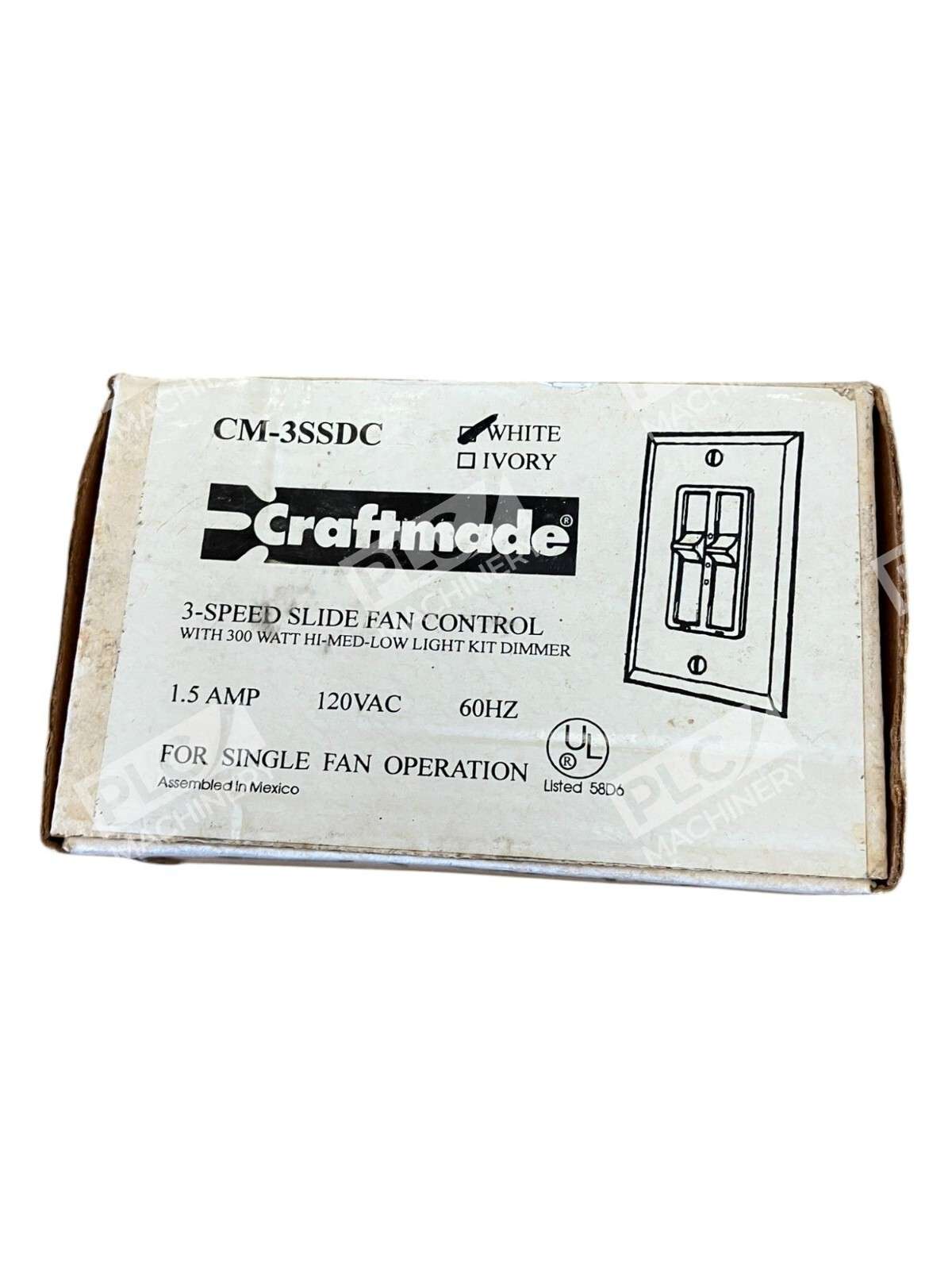 Craftmade CM-3SSDC - Craftmade White 3-Speed Slide Fan Control 1.5A 120VAC 60Hz C