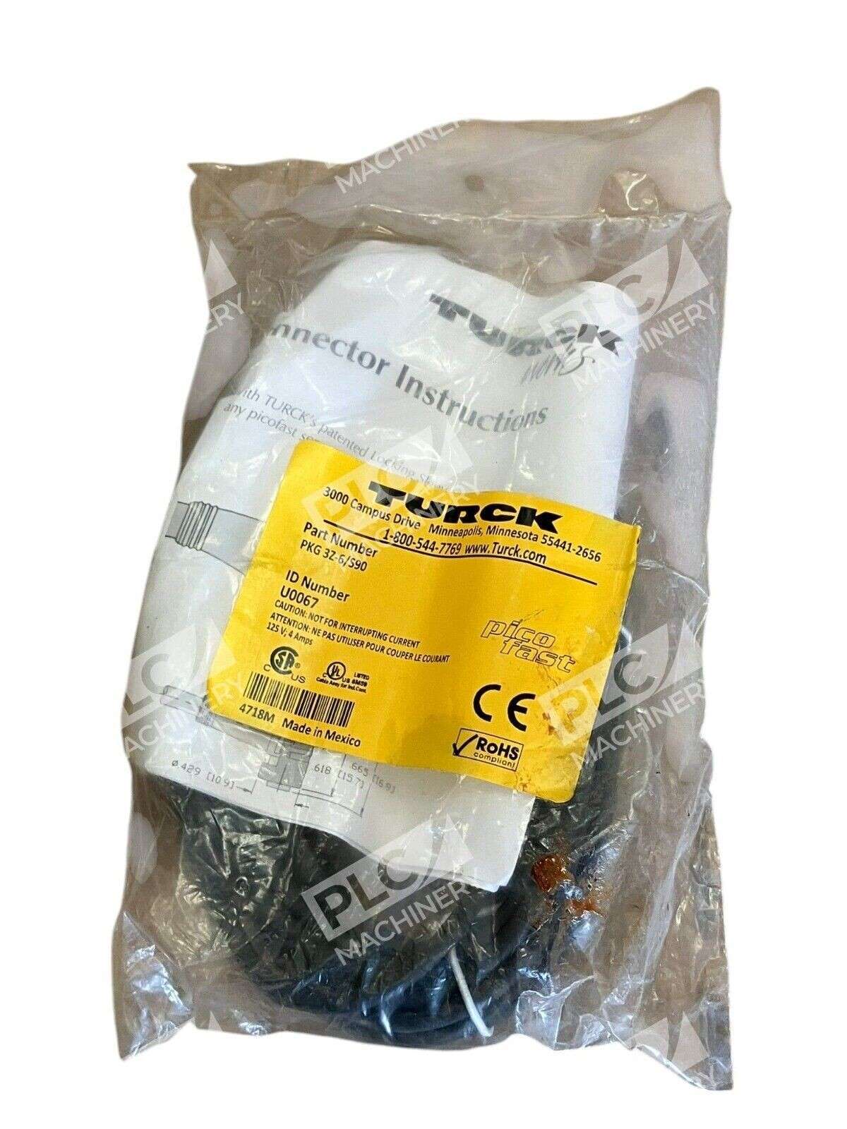 Turck 6m Single Ended Cordset PKG 3Z-6/S90 - Image 2