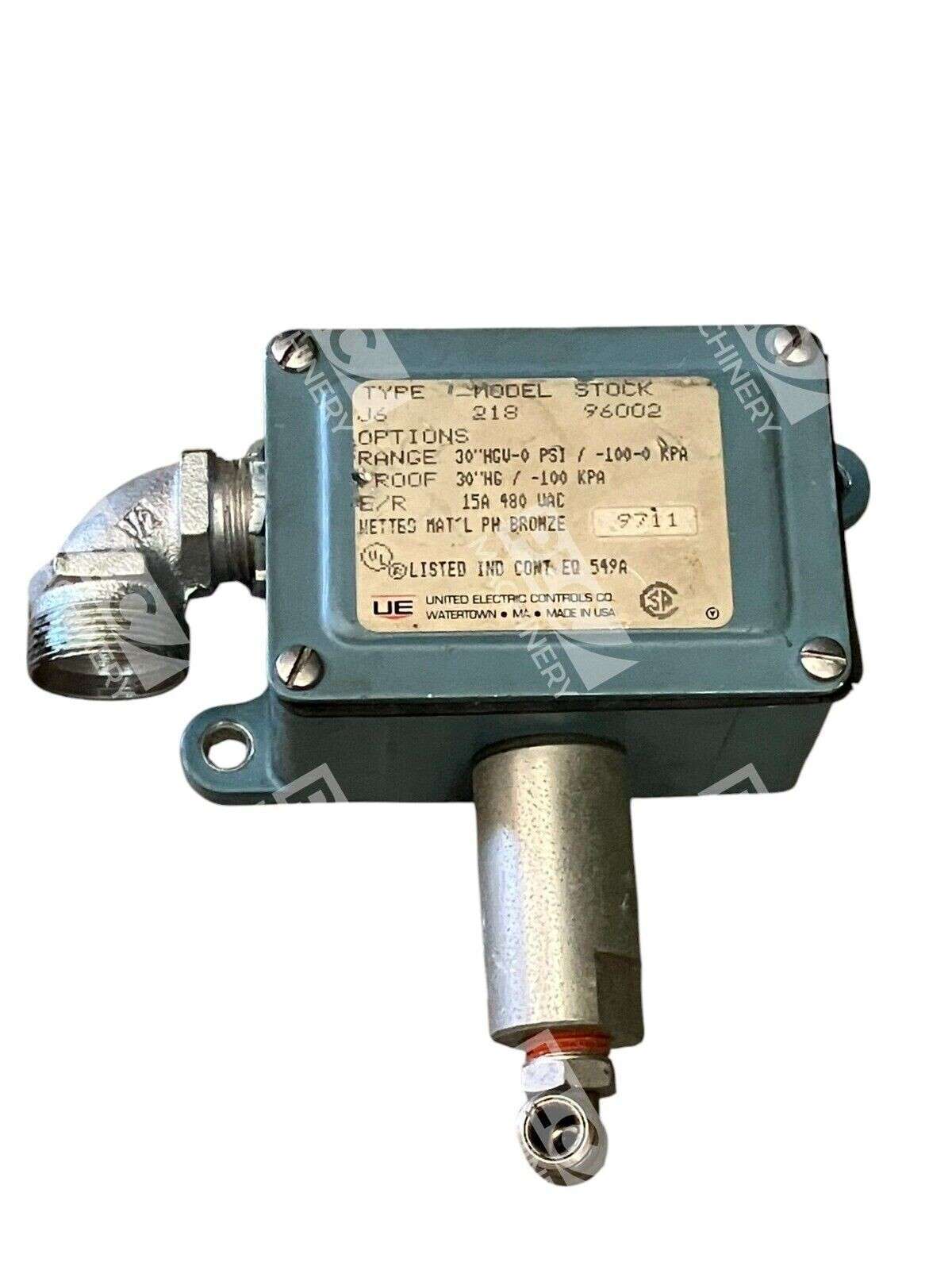 United Electric J6-218 - United Electric UE 96002 30" HGVAC-30PSI 480VAC 15A Pressure