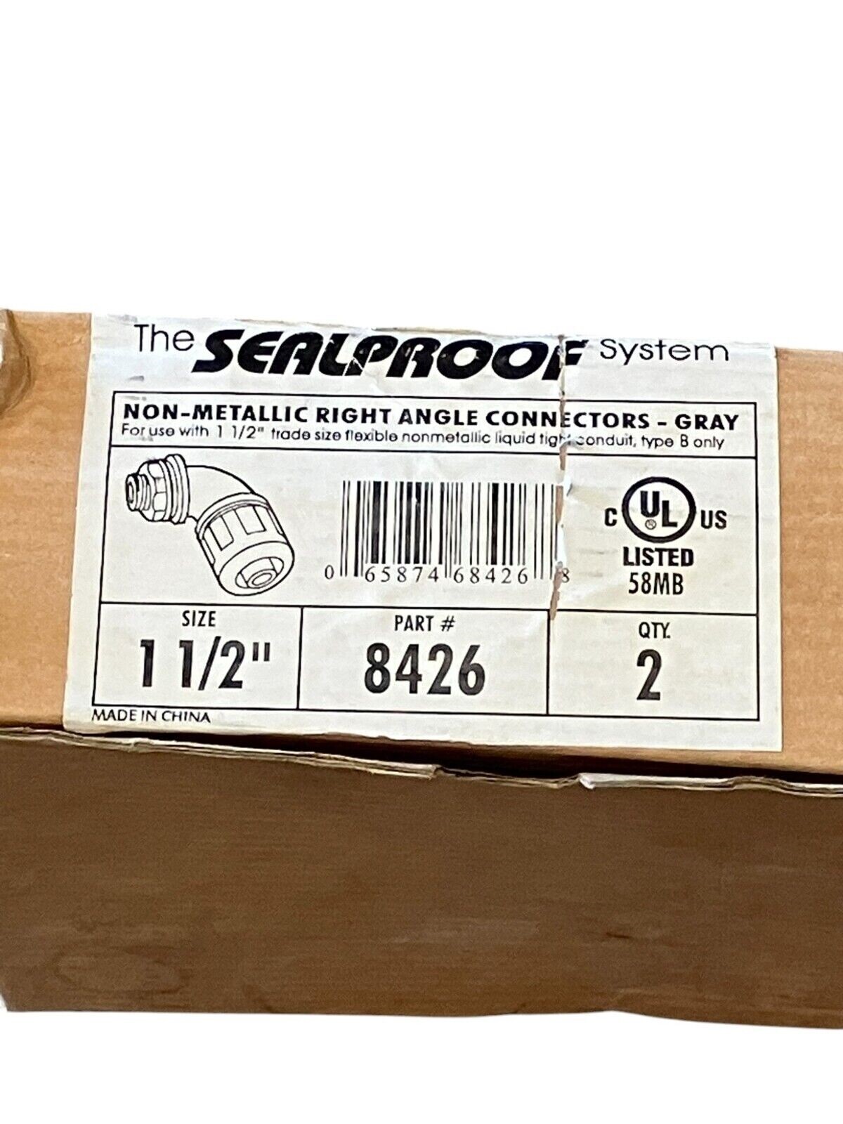Sealproof System 1-1/2" Non-Metallic Right Angle Connectors Gray 8426 (Box of 2) - Image 3