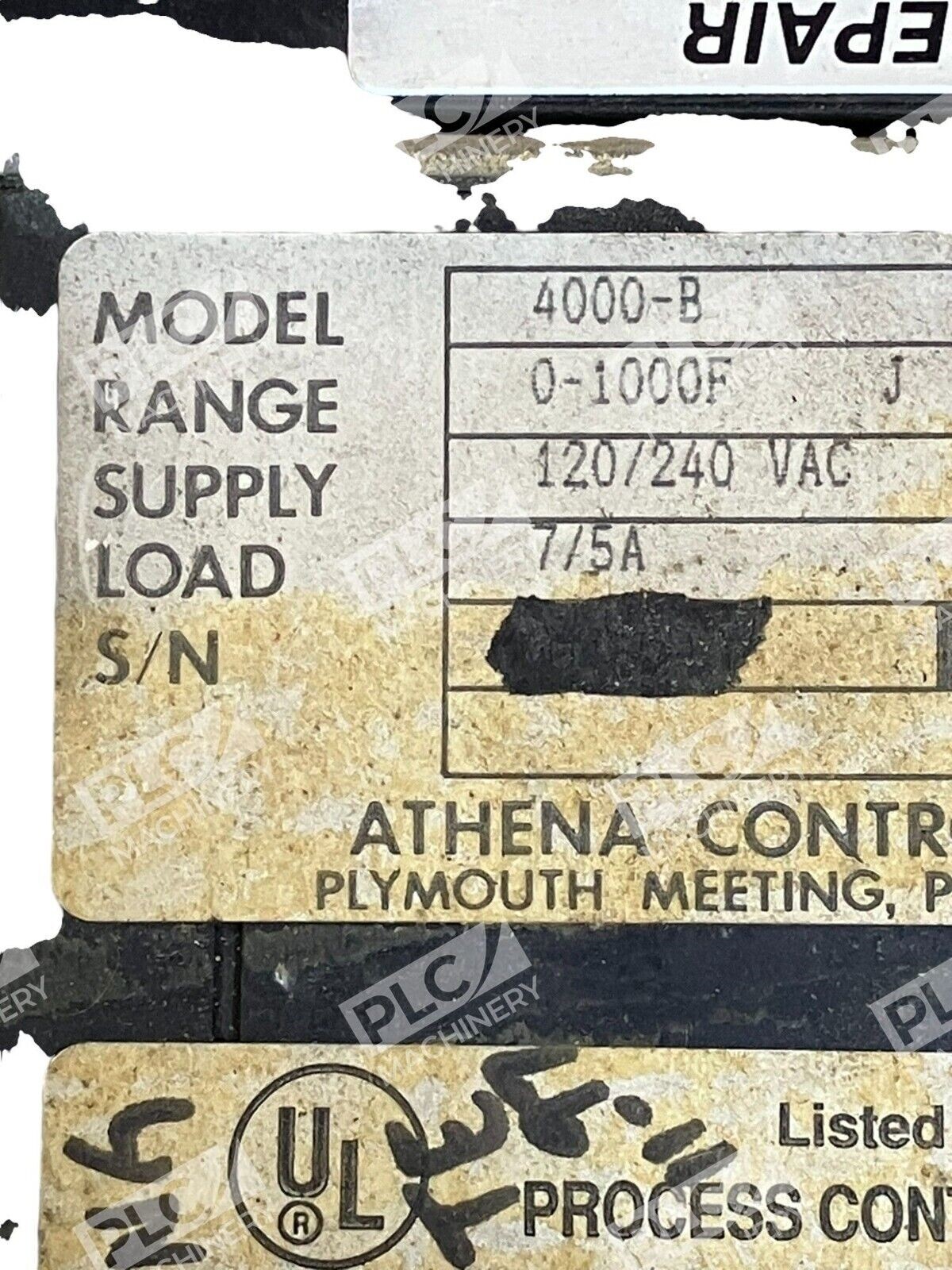 Athena 0-1000F 120/240VAC 7/5A Process Controller 4000-B - Image 3