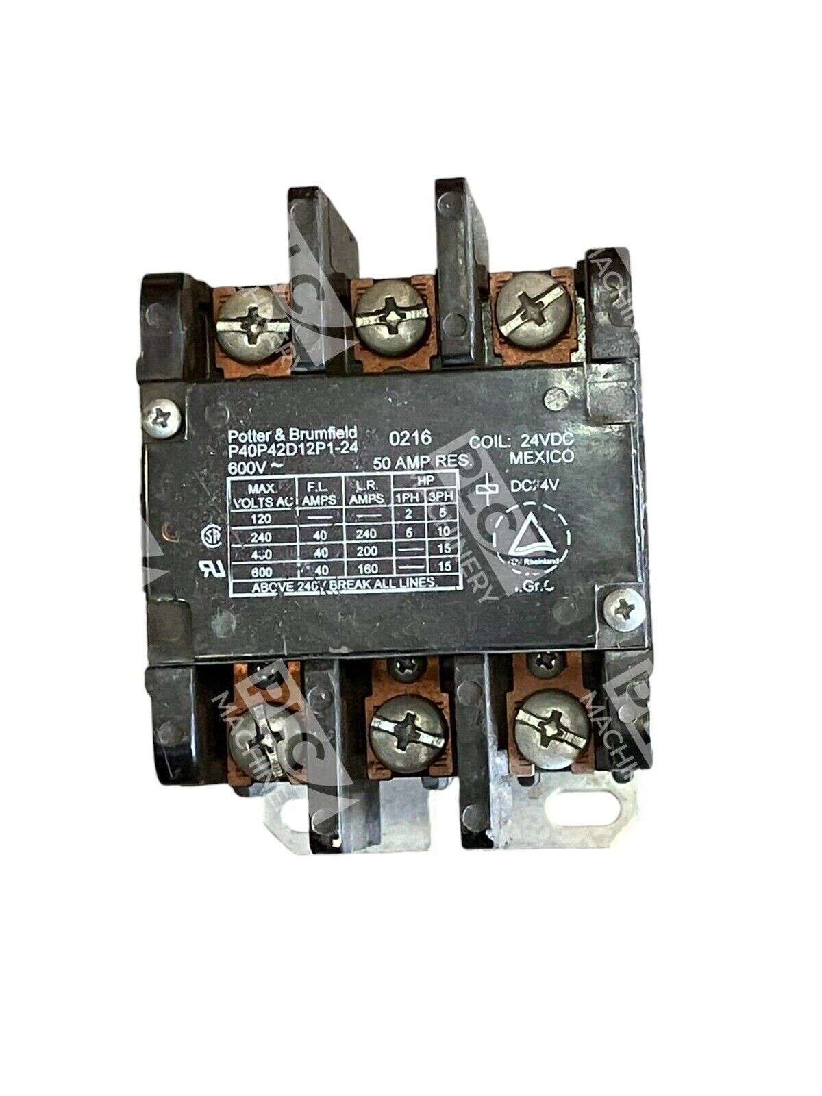 Potter & Brumfield P40P42D12P1-24 - Potter & Brumfield Contactor 600V 50A 24VDC P40P42D12P1-24