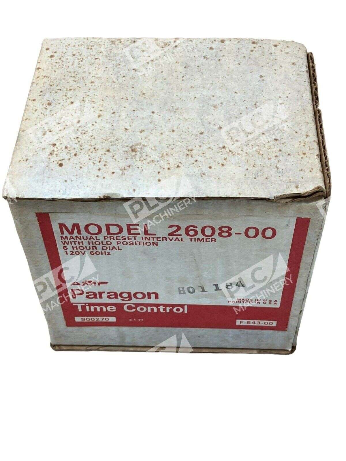 AMF Paragon 2608-00 Time Control Manual Preset Interval Timer 6Hr 120V 60Hz - Image 2