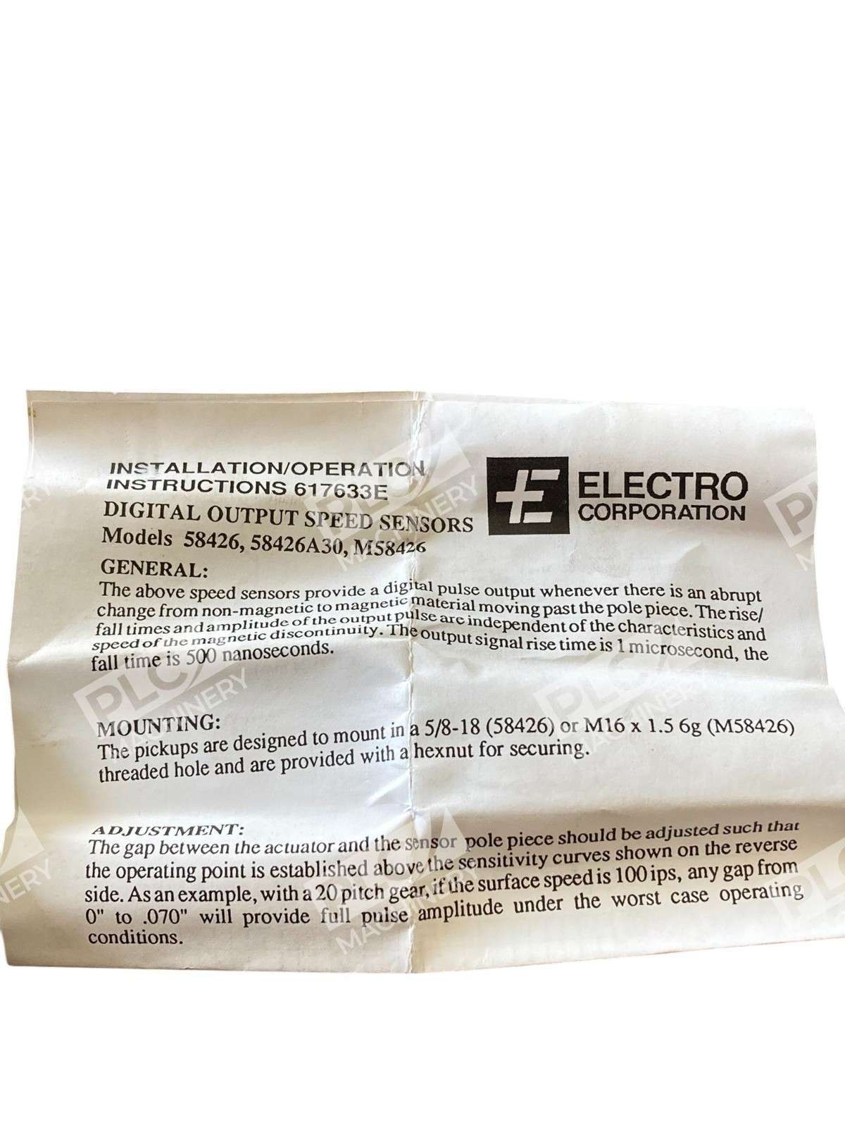 Electro Corporation 58426 Series Digital Magnetic Speed Sensor - Image 12
