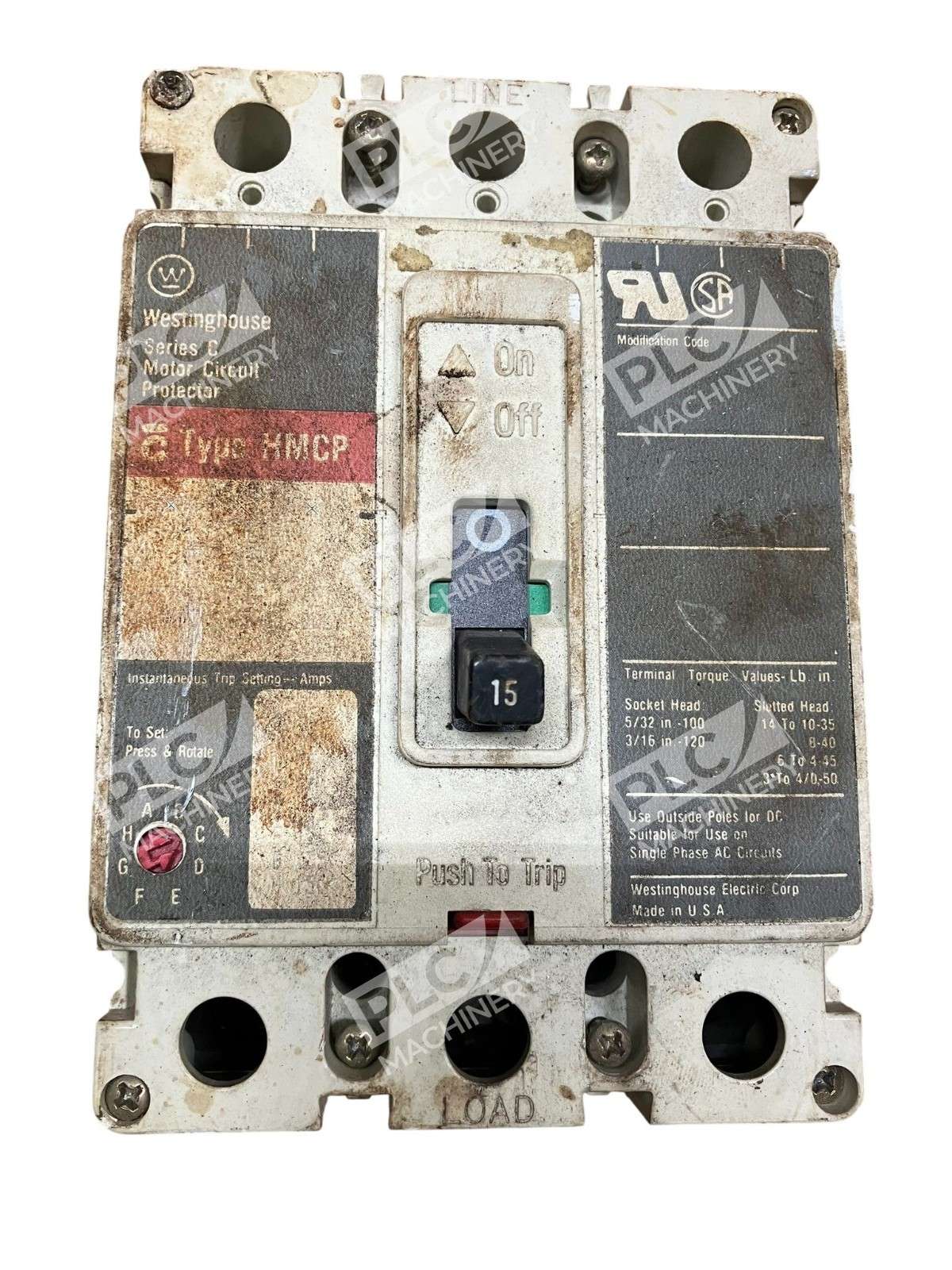 Westinghouse HMCP015E0C - Westinghouse HMCP015E0C Motor Circuit Protector 3-Pole 15A T