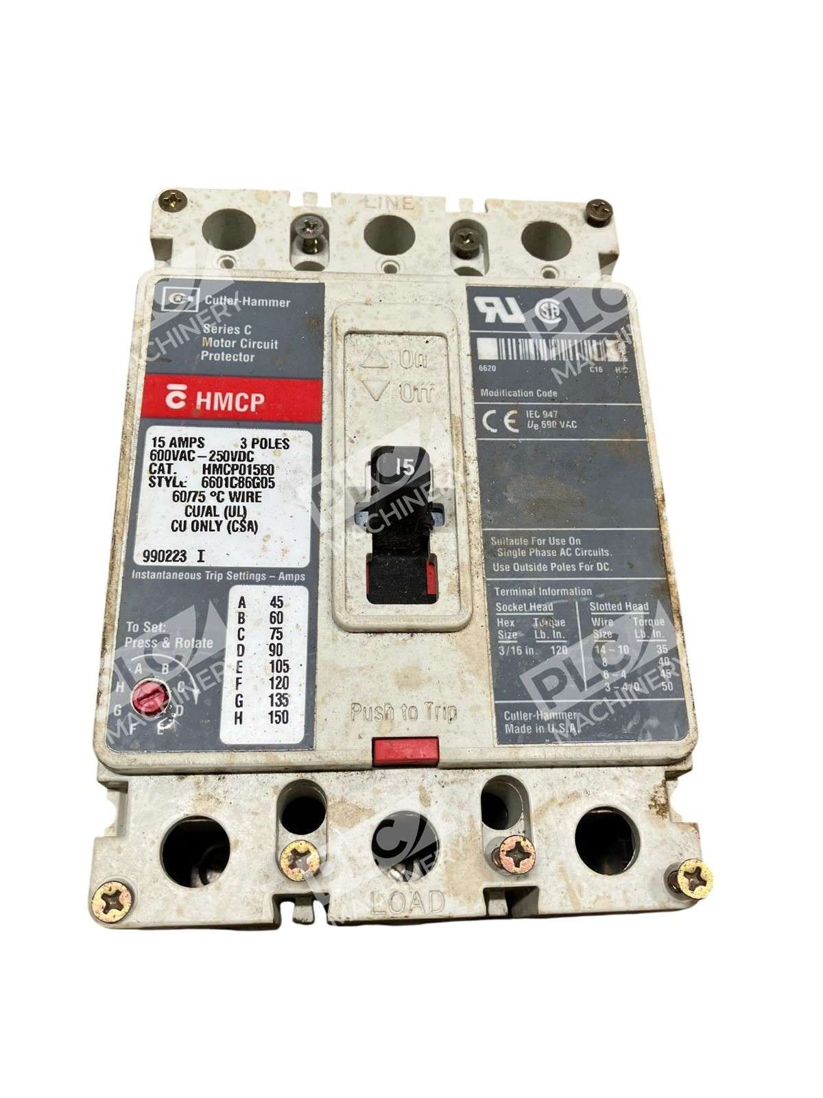 Cutler-Hammer HMCP015B0 - Cutler-Hammer HMCP015B0 Motor Circuit Protector 3-Pole 15A T