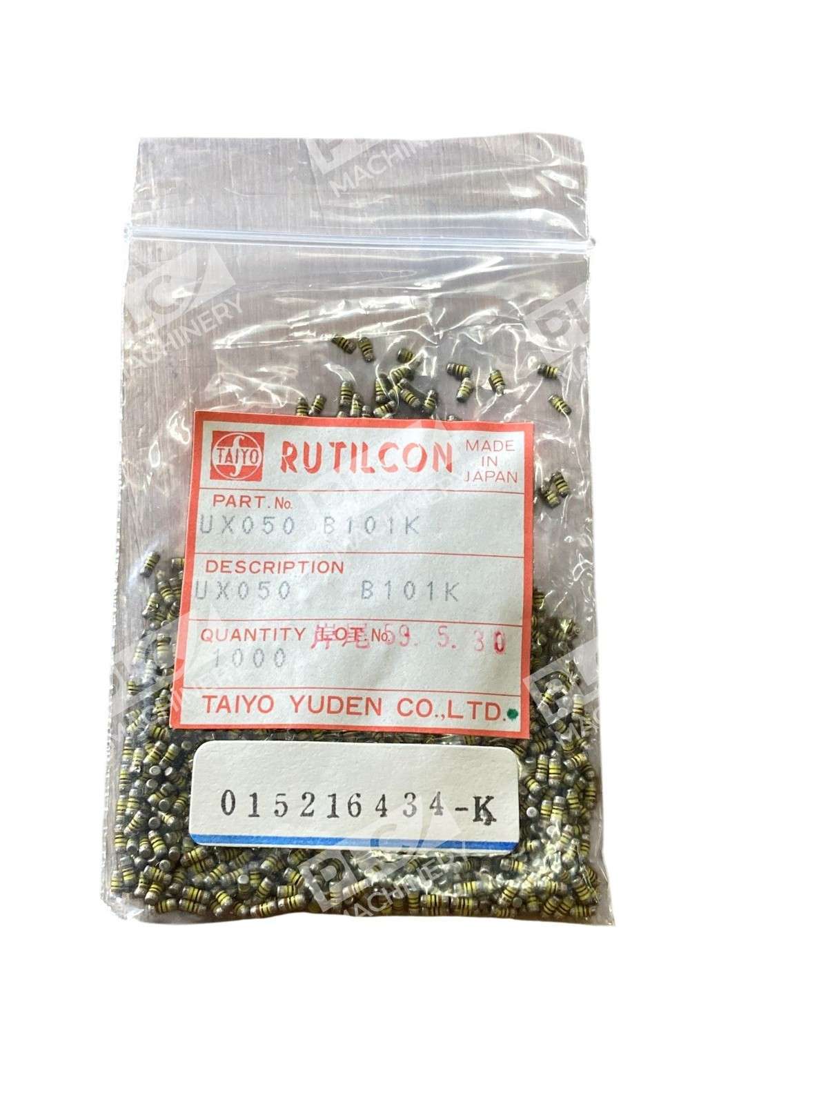 TAIYO YUDEN UX050 B101K - Taiyo Yuden UX050 B101K Rutilcon Axial Ceramic Capacitor 100