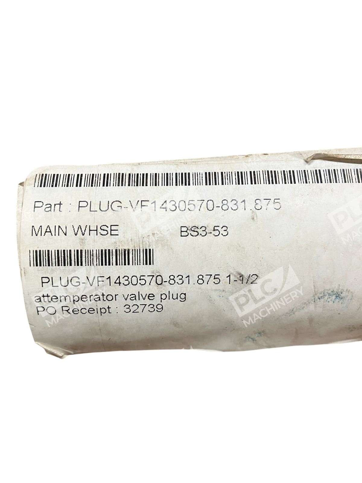 Attemperator Valve Plug 1-1/2” VF1430570-831.875 Industrial Steam - Image 2