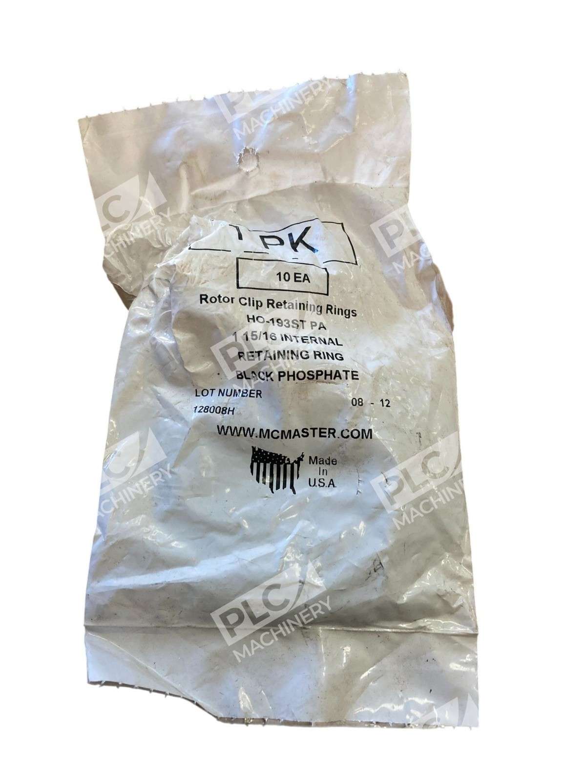MCMASTER HO-193ST PA - MCMASTER Rotor Clip HO-193ST PA Internal Retaining Ring 1-15