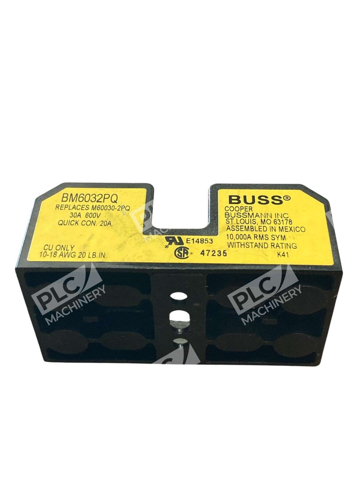 Bussmann  BM6032PQ - Eaton Bussmann BM6032PQ 2-Pole Midget Fuse Block Holder 30A