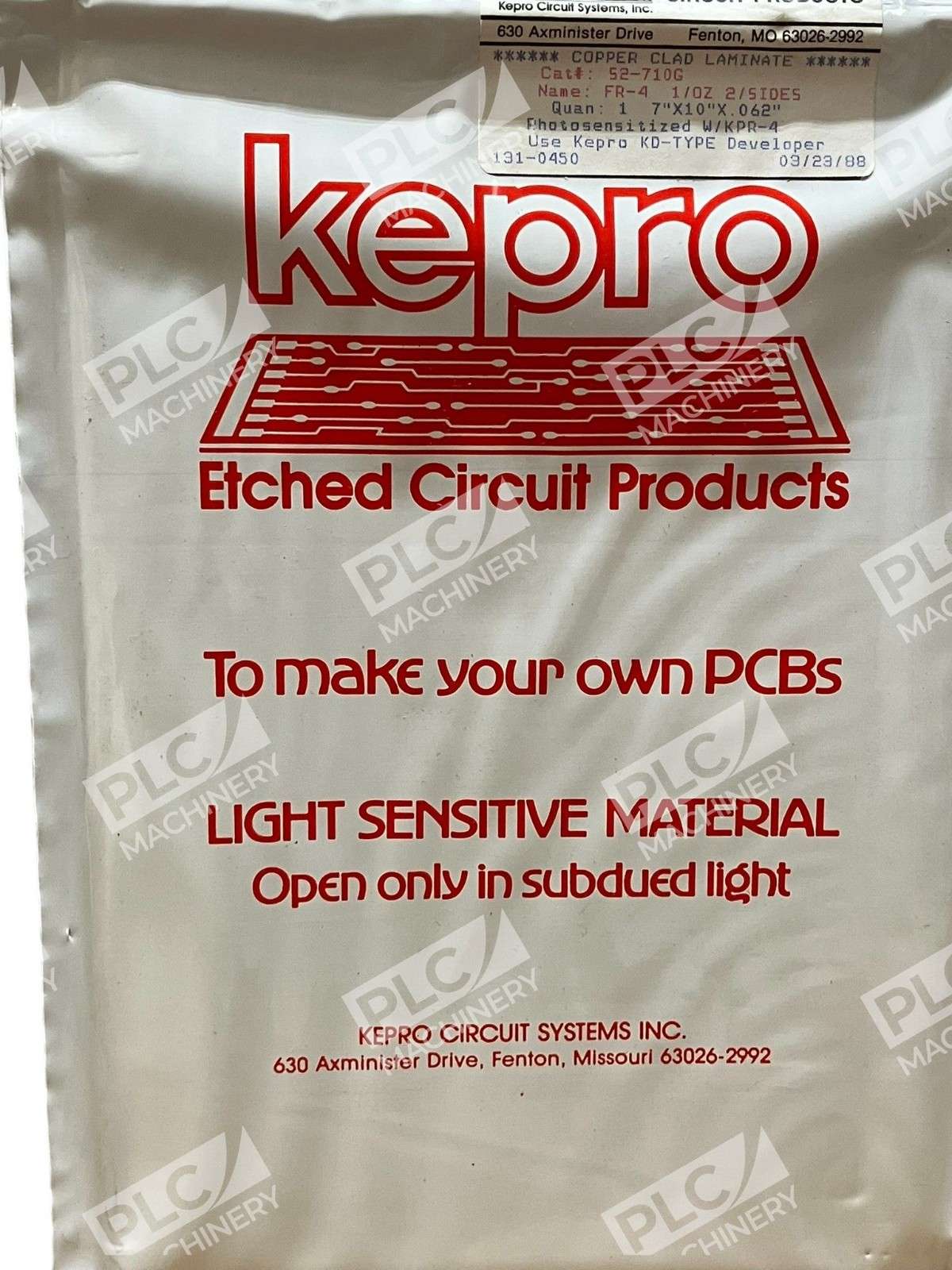 Kepro 52-710G Photosensitized FR-4 PCB Board 7x10"x.062" 1oz 2 Sided - Image 4