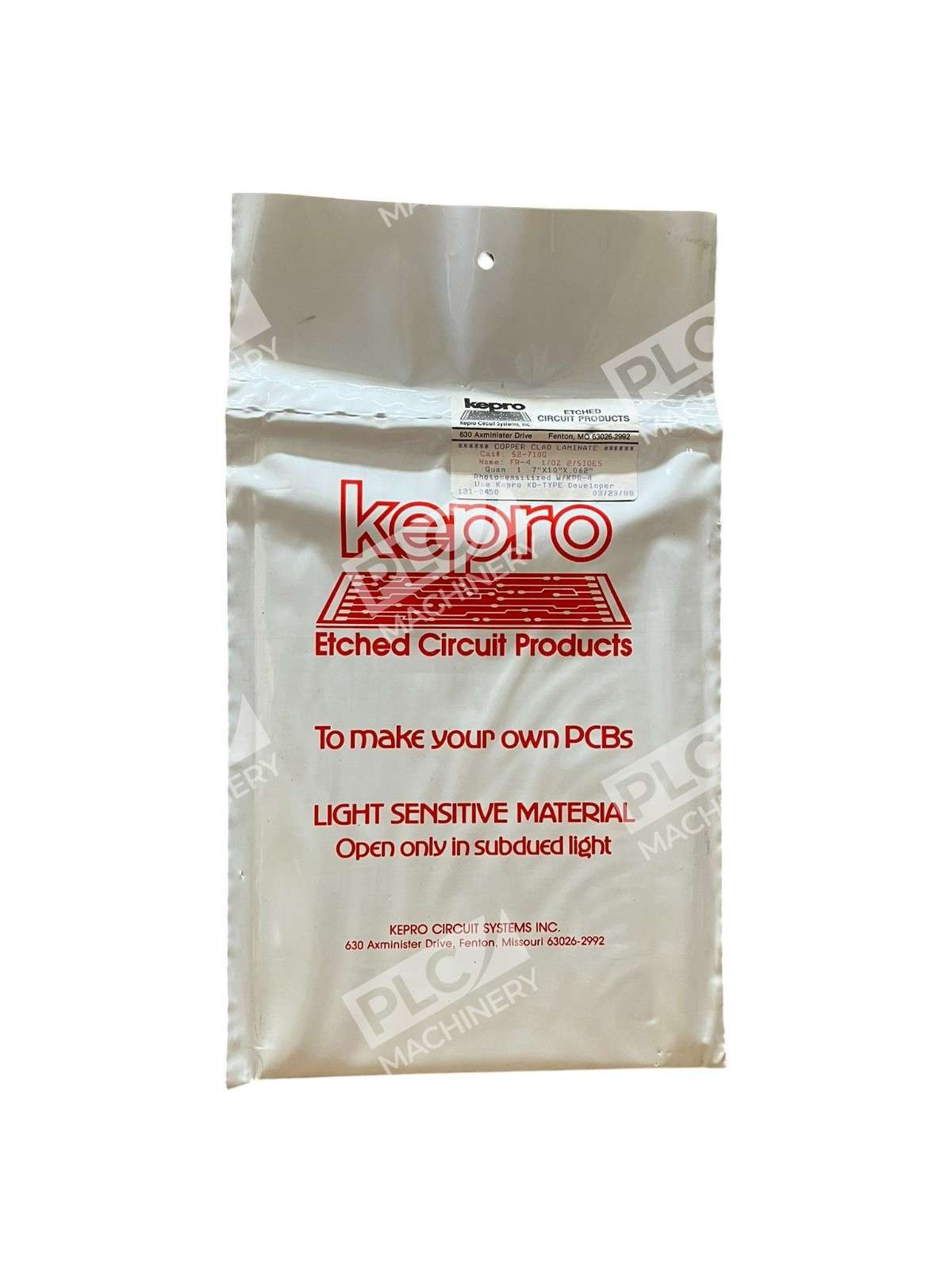 KEPRO Circuit Systems 52-710G - Kepro 52-710G Photosensitized FR-4 PCB Board 7x10"x.062" 1oz