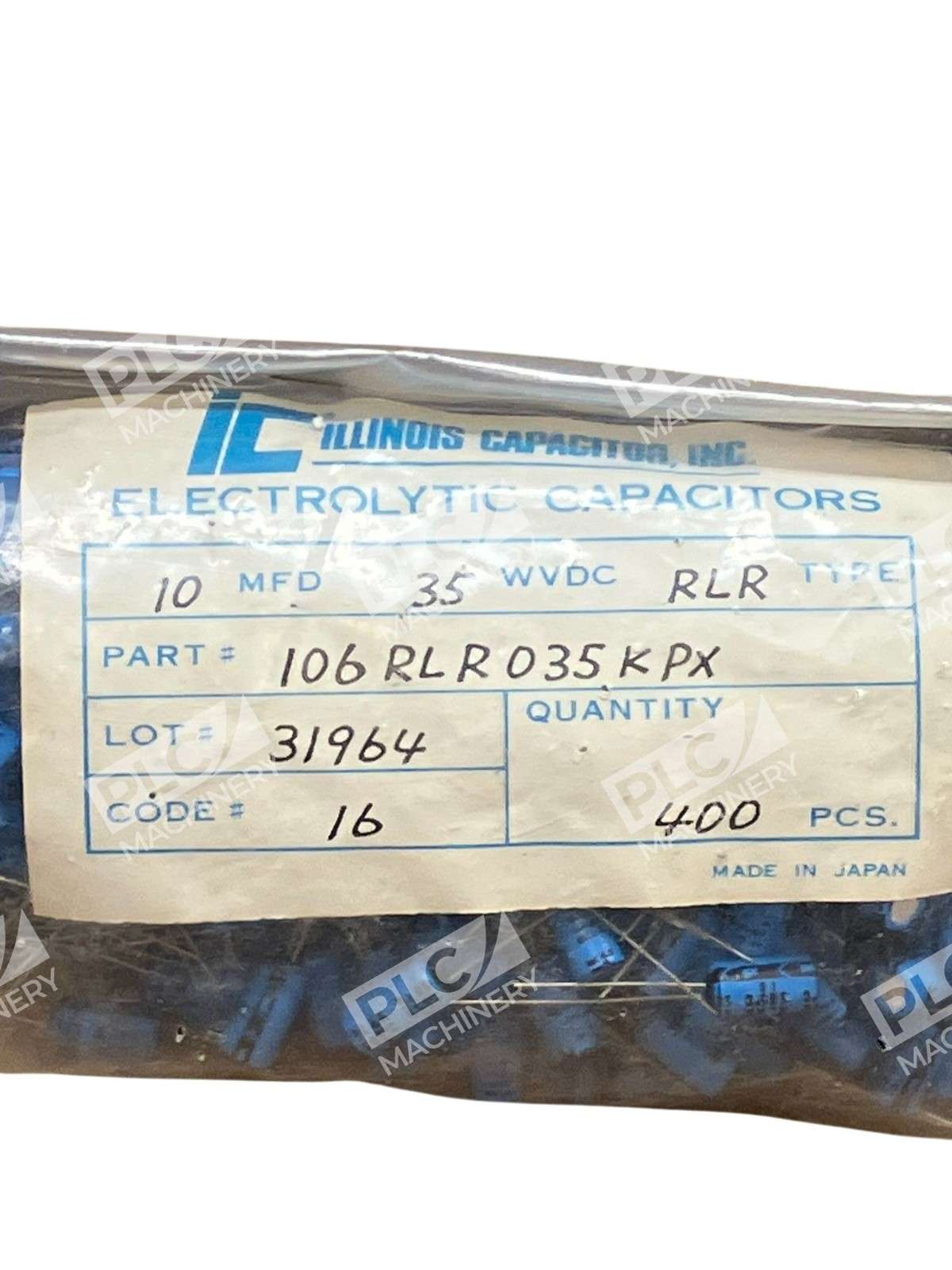 Illinois 106RLR035KPX 10µF 35V RLR Aluminum Electrolytic Capacitor Pack of 400 - Image 3