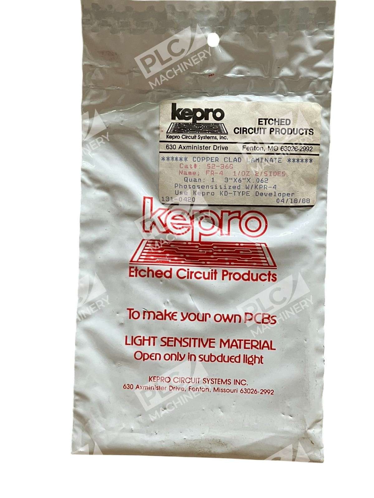 KEPRO COPPER 52-36G - Kepro 52-36G Photosensitized FR-4 Copper Clad Laminate PCB M