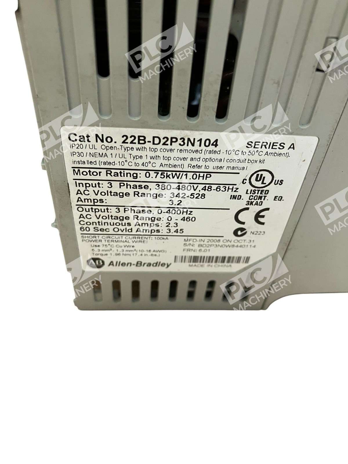 Allen-Bradley 22B-D2P3N104 PowerFlex 40 AC Drive 0.75 kW / 1.0 HP (FRN: 6.01) - Image 6