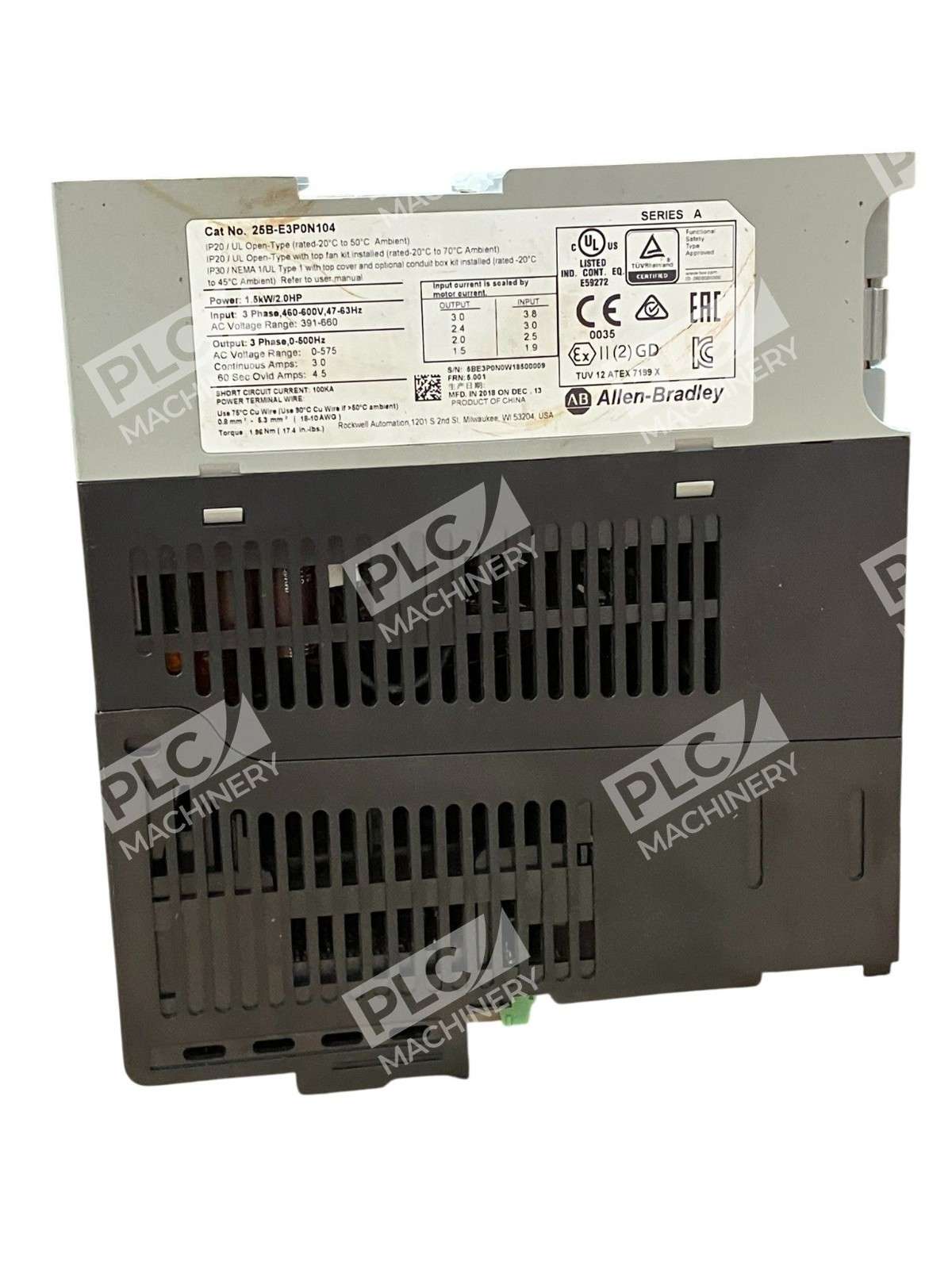 Allen-Bradley 25B-E3P0N104 PowerFlex 525 AC Drive 1.5 kW 2.0 HP (Front Open) - Image 3