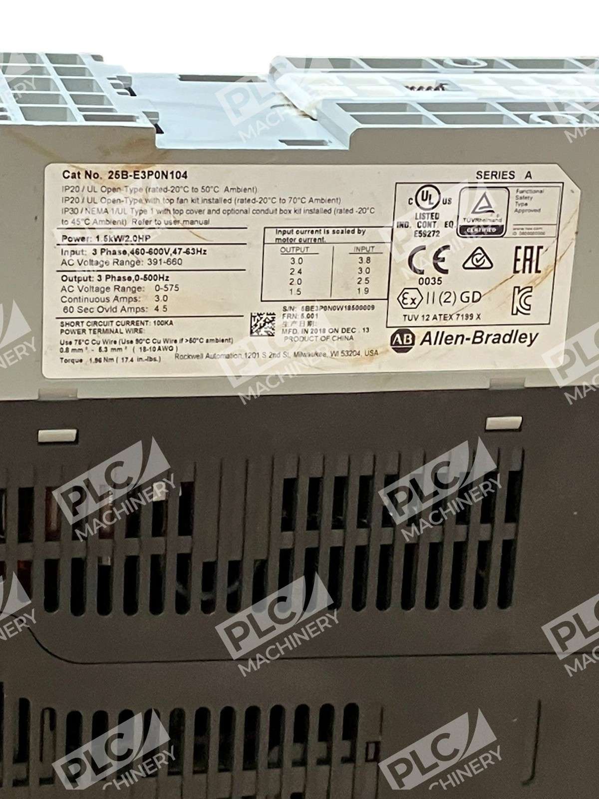 Allen-Bradley 25B-E3P0N104 PowerFlex 525 AC Drive 1.5 kW 2.0 HP (Front Open) - Image 4