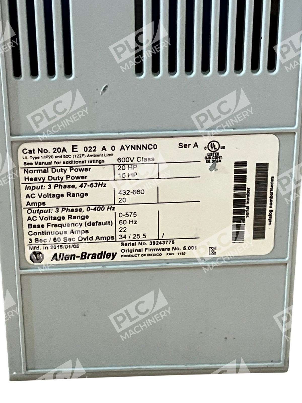 Allen-Bradley 20AE022A0AYNNNC0 PowerFlex 70 Adjustable Frequency AC Drive - Image 5