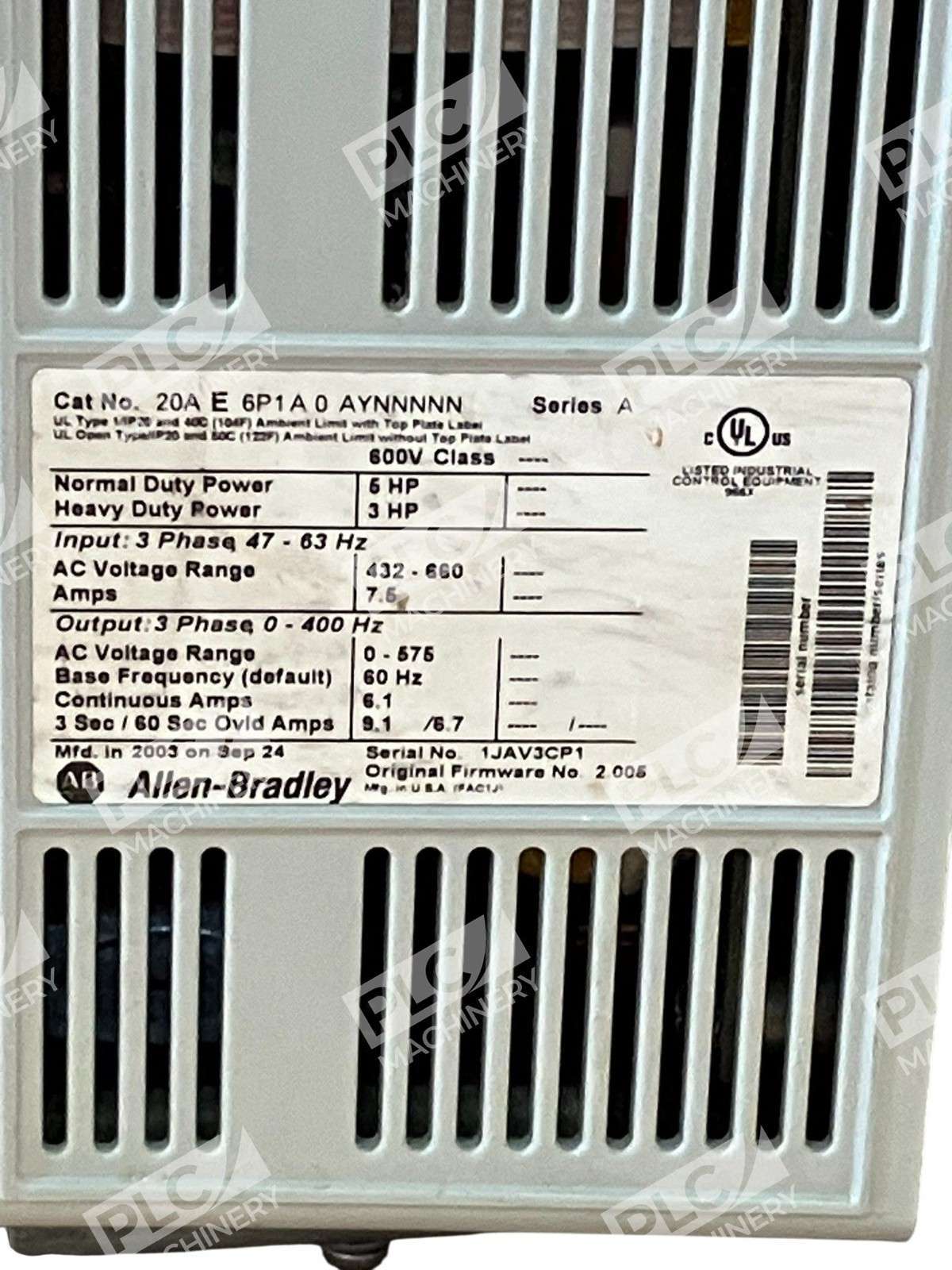 Allen-Bradley 20AE6P1A0AYNNNNN PowerFlex 70 Adjustable Frequency AC drive - Image 5