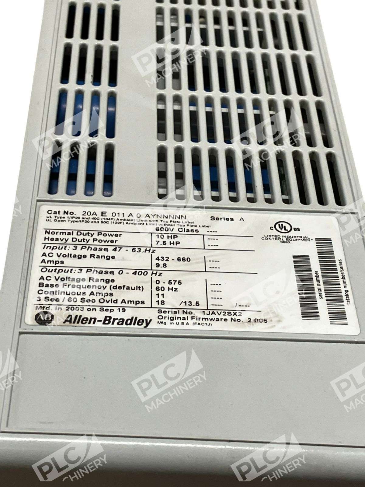 Allen-Bradley 20AE011A0AYNNNNN PowerFlex 70 Adjustable Frequency AC Drive - Image 9