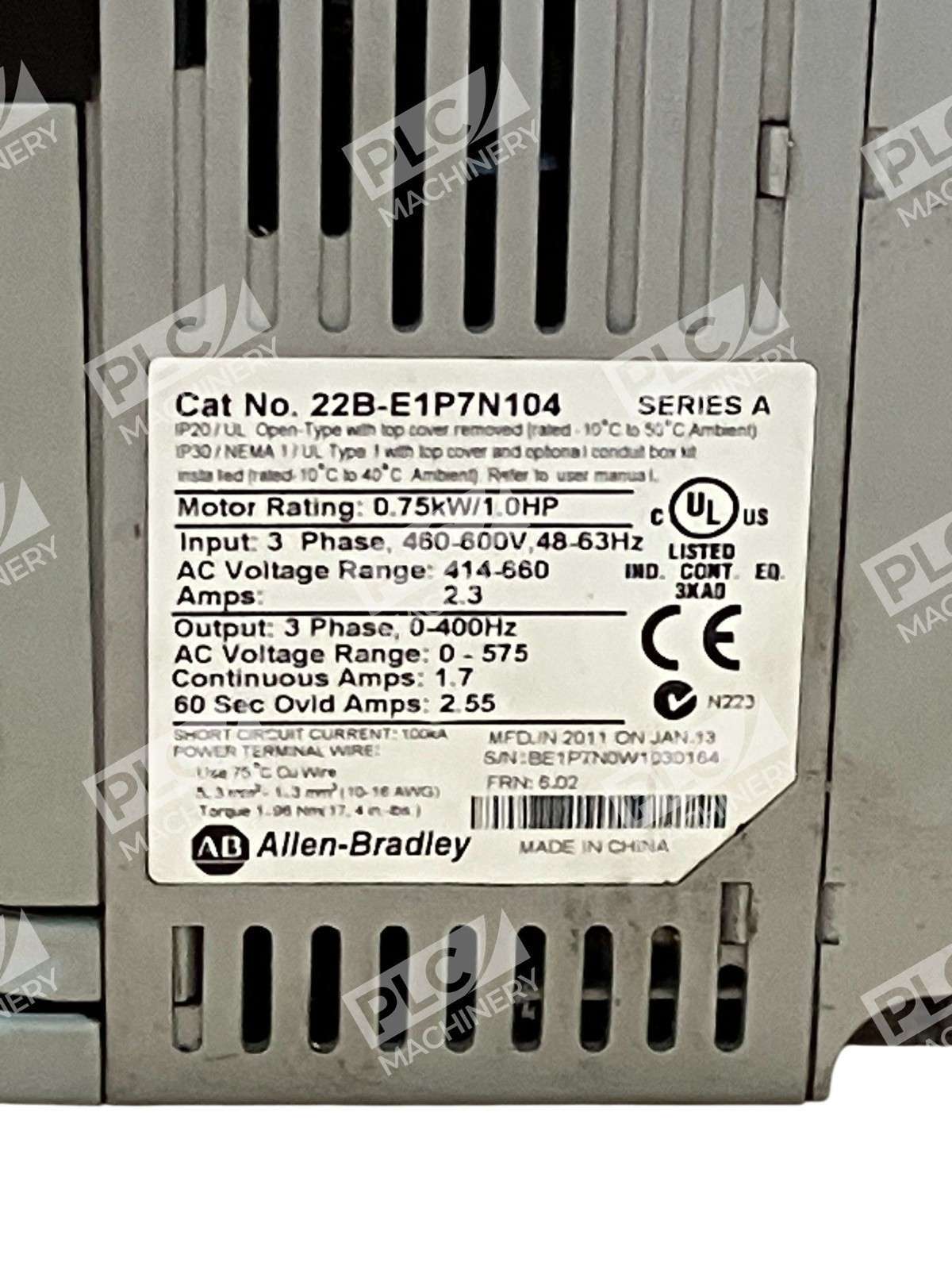 Allen-Bradley 22B-E1P7N104 PowerFlex 40 AC Drive 0.75 kW - Image 7