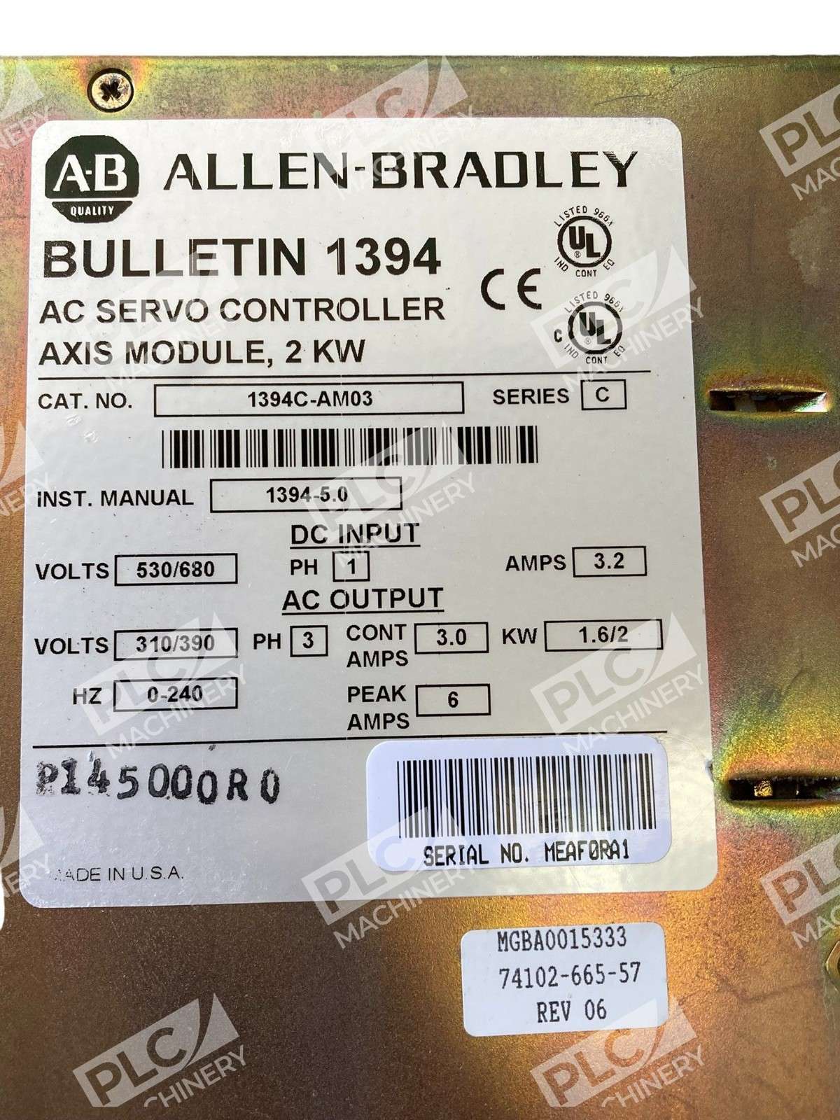 Allen Bradley 1394C-AM03 AC Servo Controller Axis Module 2 KW Rockwell - Image 5