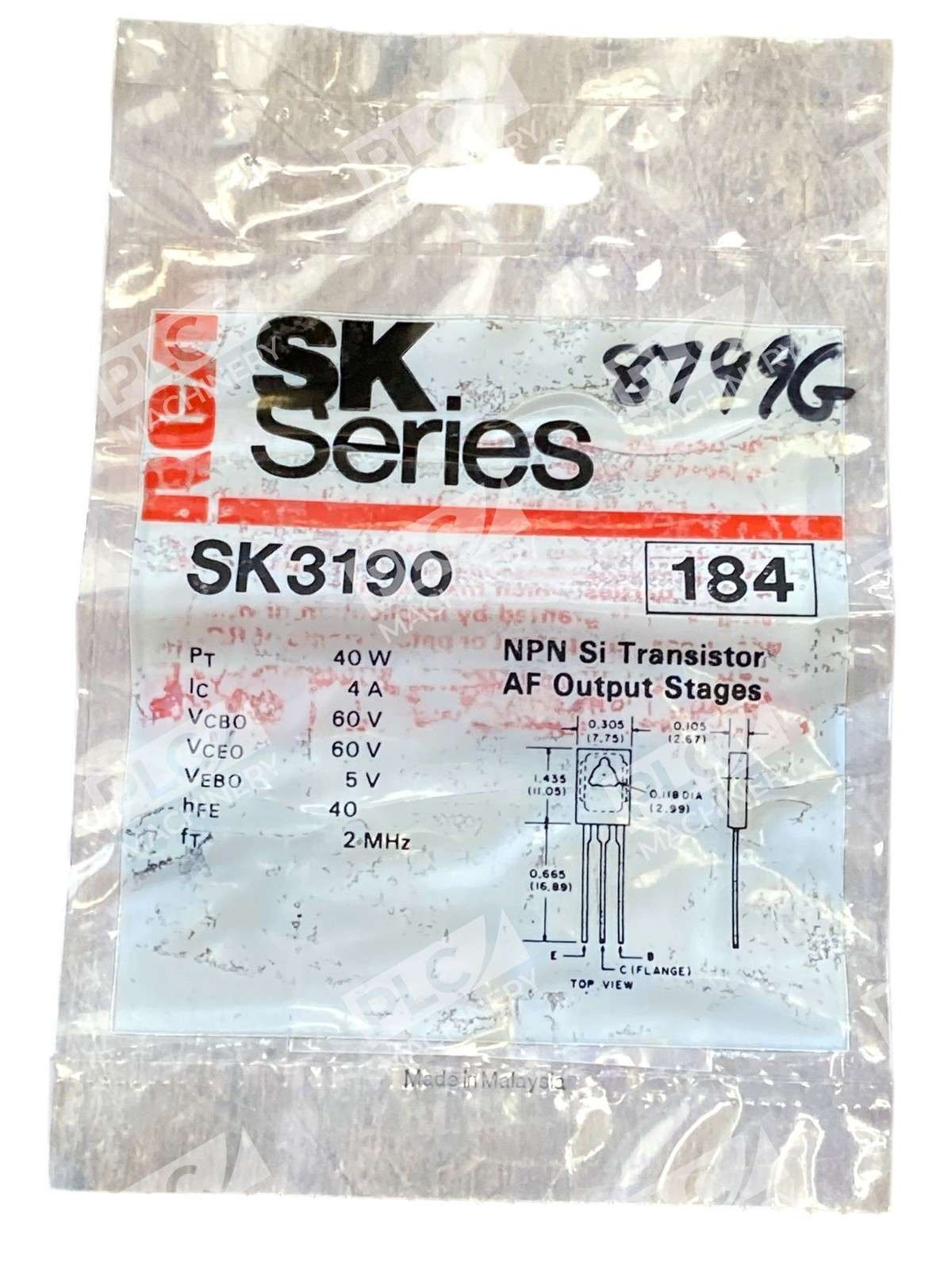 RCA SK3190 - RCA SK Series SK3190 AF Output Stages NPN Silicon Transistor