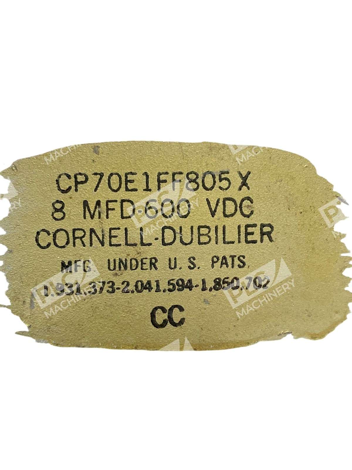 Cornell Dubilier CP70E1FF805X Capacitor 8uF 600VDC Metal Can High Voltage - Image 9