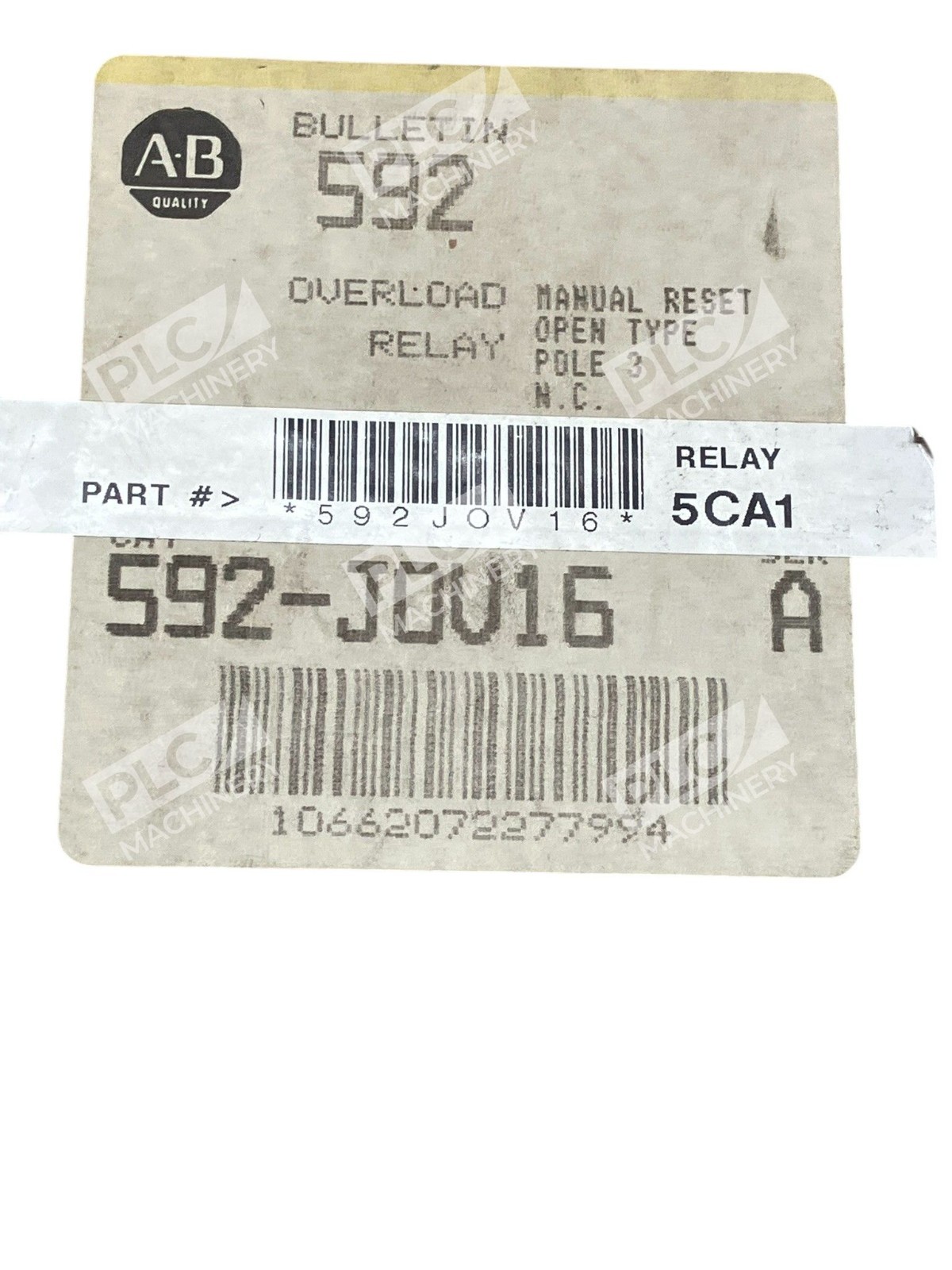 Allen Bradley AB Overload Relay Manual Reset 592-JOV16 /A