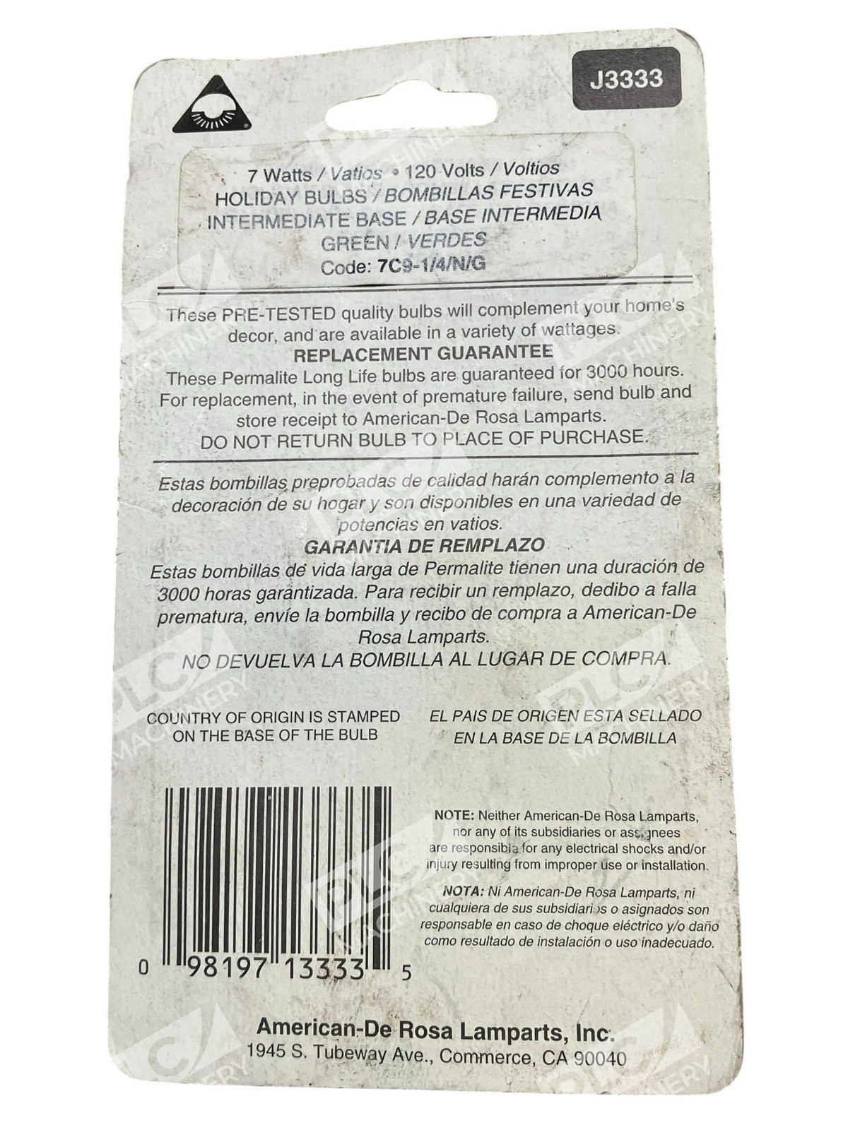 64-112 - Holiday Time - American-De Rosa Lamparts Permalite 120V 7W 2 GreenHo... - Image 4