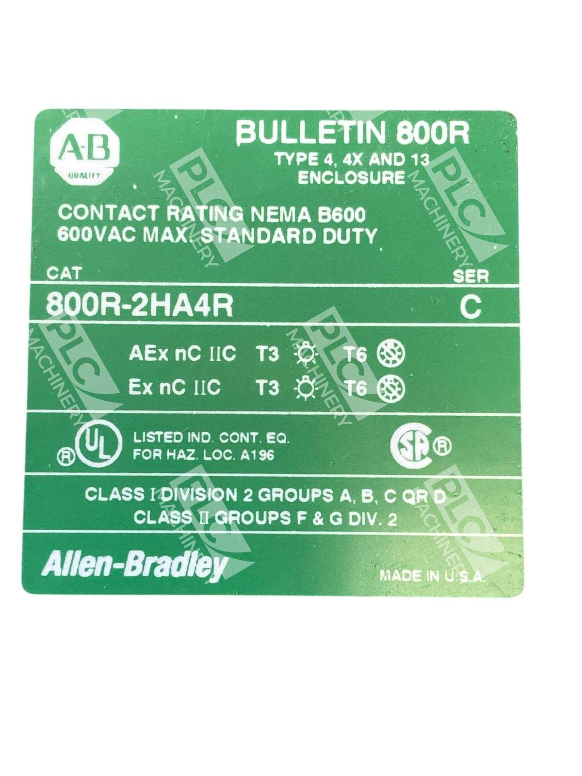 Allen Bradley AB 800R Sealed Contact Push Button Station 800R-2HA4R /C - Image 7