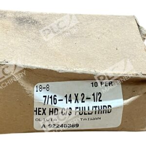 Olivia 7/16-14 X 2-1/2" - Olivia Hex Head Cap Screw Fully Threaded 18-8 7/16-14" X 2-1