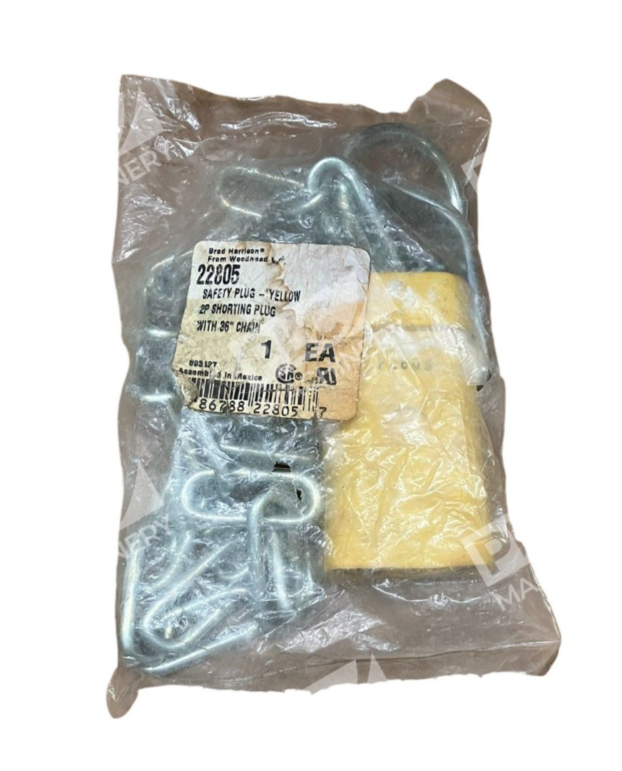 Brad Harrison Woodhead Yellow Safety 2P Shorting Plug With 36" Chain 22805 - Image 2