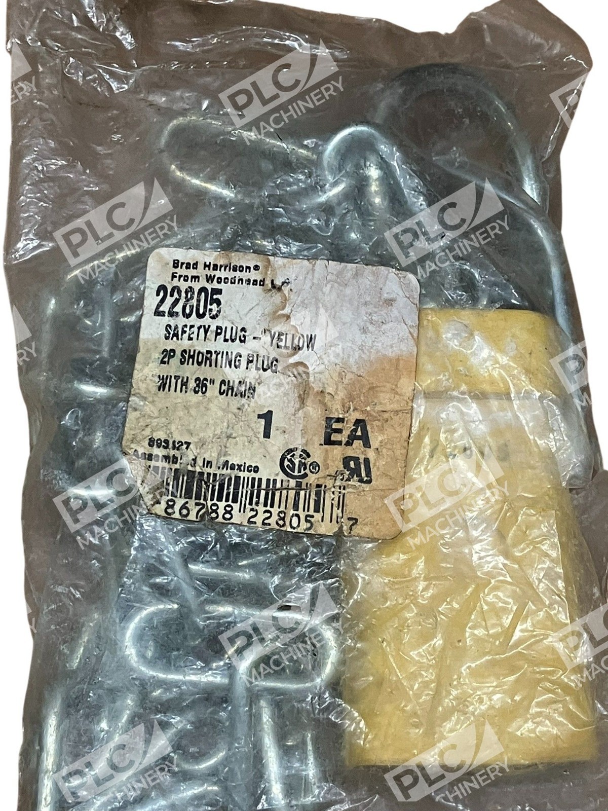 Brad Harrison Woodhead Yellow Safety 2P Shorting Plug With 36" Chain 22805 - Image 3