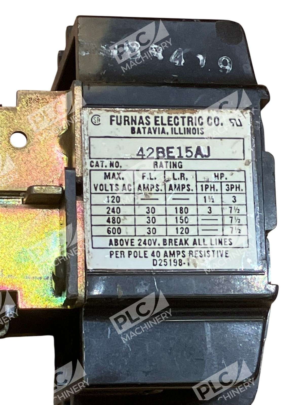 Furnas Electric Co Definite Purpose Contactor 42BE15AJ - Image 3