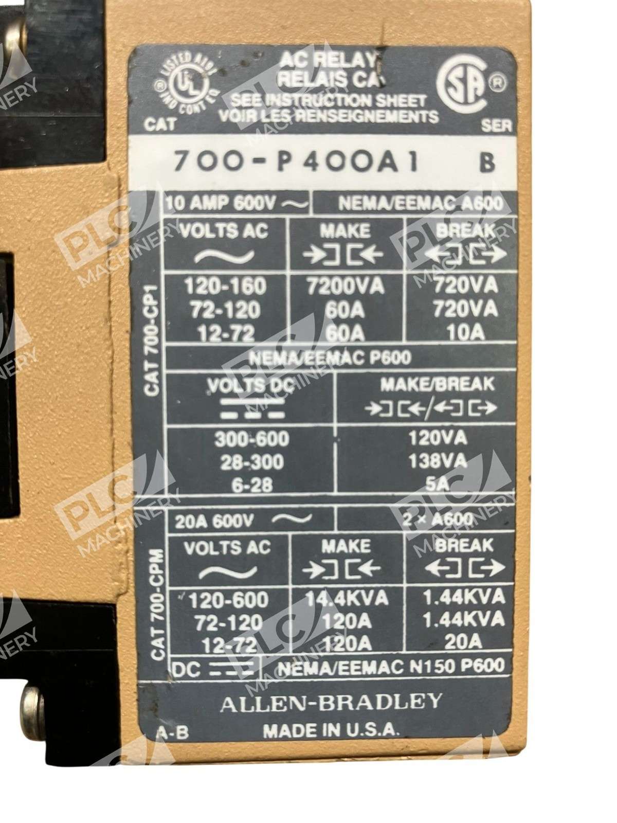 Allen Bradley AB AC Relay 700-P400A1 /B - Image 4