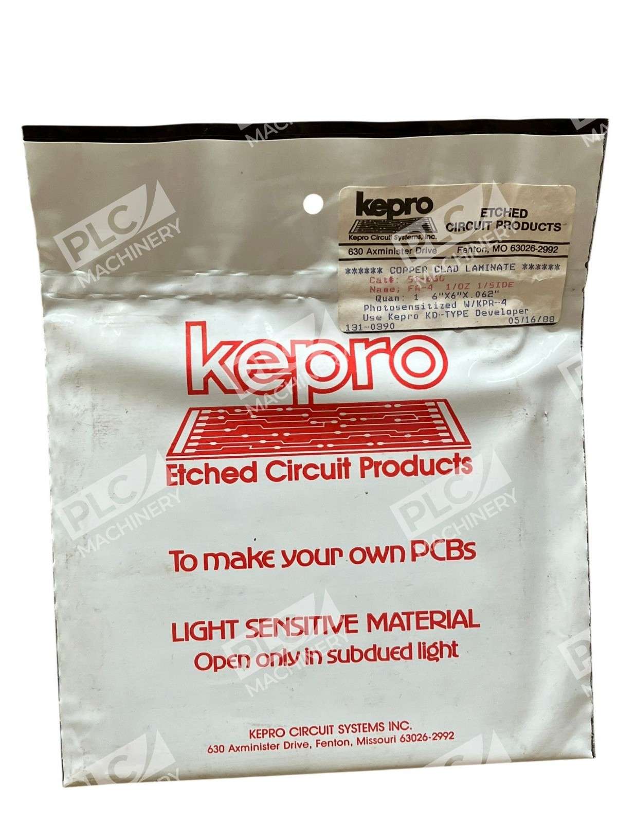 KC1-66G - Kepro - FR-4 1/OZ 1/Side 6"x6"x.062" Photosensitized Laminate S1-66G - Image 3