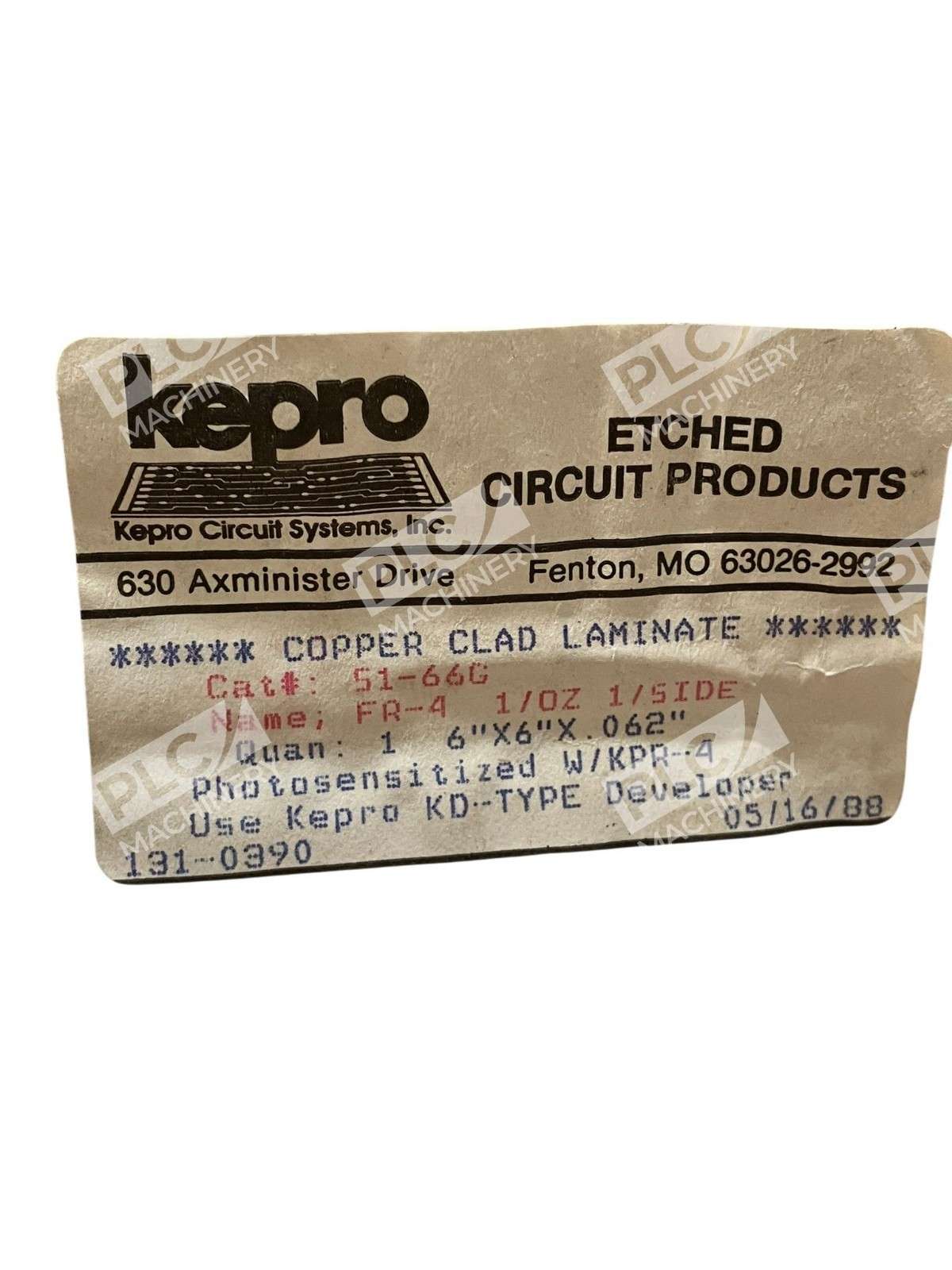 KC1-66G - Kepro - FR-4 1/OZ 1/Side 6"x6"x.062" Photosensitized Laminate S1-66G - Image 4