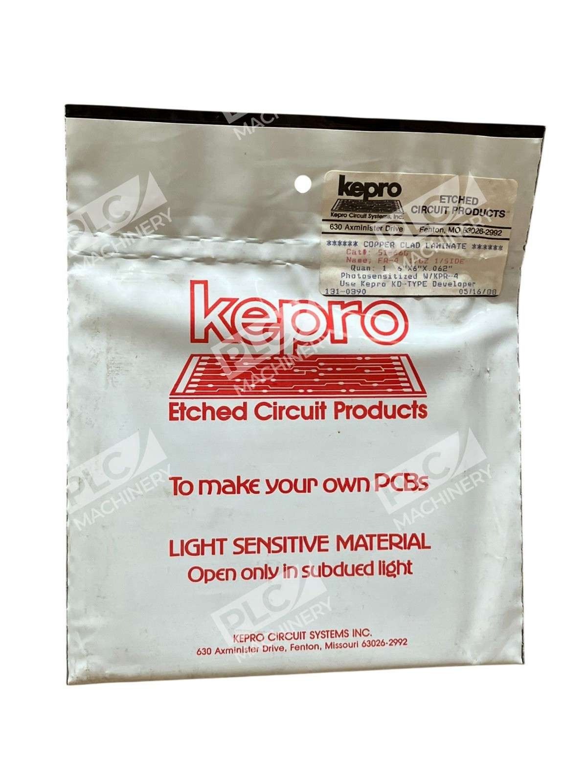 Kepro S1-66G - KC1-66G - Kepro - FR-4 1/OZ 1/Side 6"x6"x.062" Photosensitiz