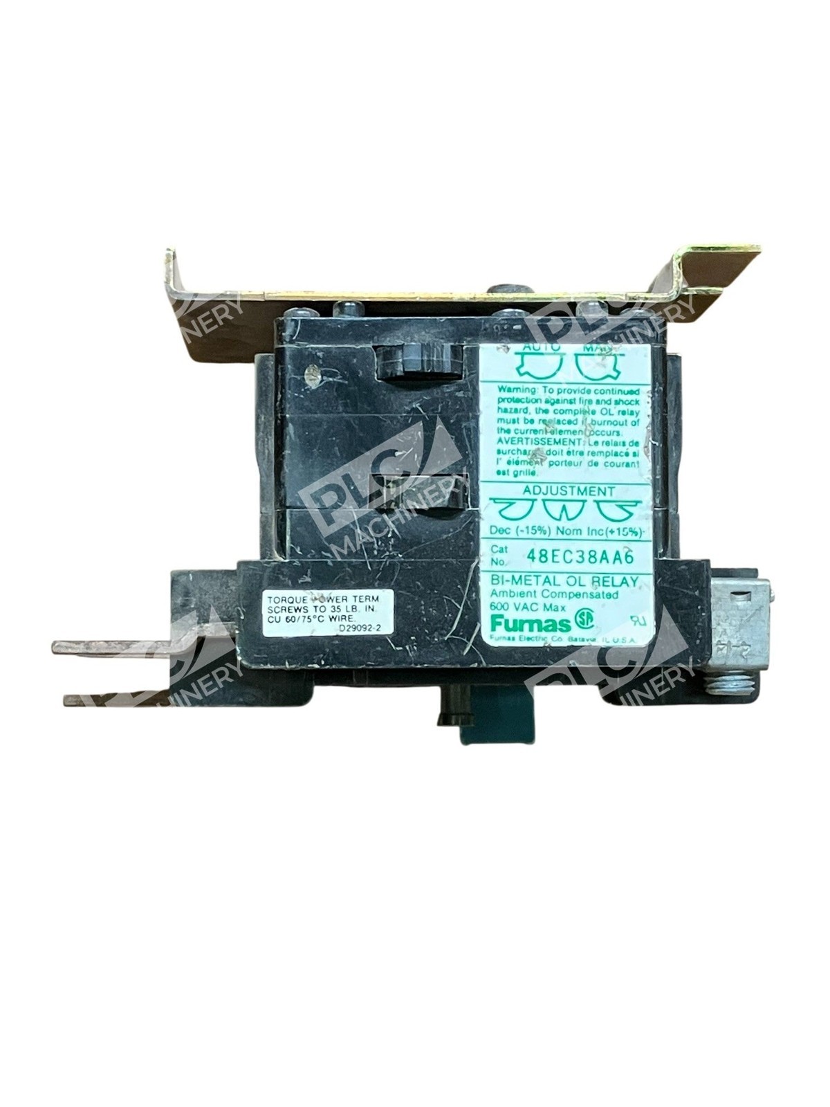 Furnas 600VAC Bi-Metal OL Relay 48EC38AA6 - Image 7