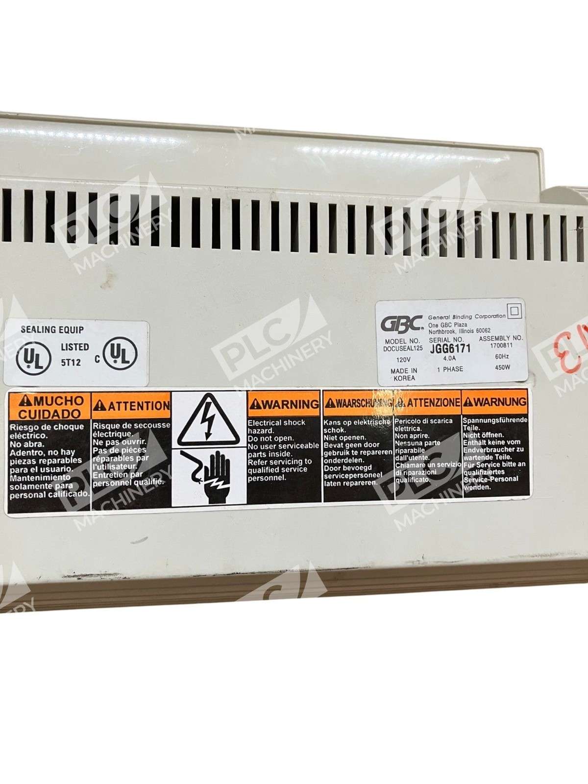 GBC General Binding Corporation 1 Phase 4A 450W 120V Laminator DOCUSEAL125 - Image 8