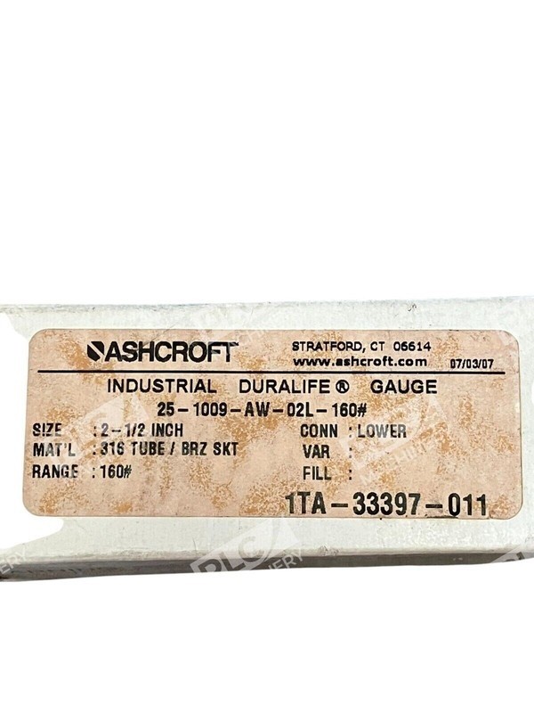 Ashcroft 25-1009-AW-02L-160# - Ashcroft 160PSI Industrial Pressure Gauge 25-1009-AW-02L-160